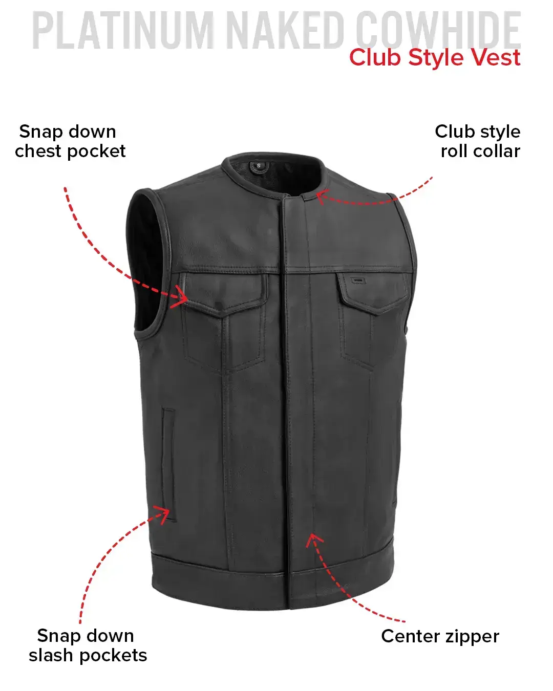 Highside Men's Motorcycle Leather Vest - Image 6