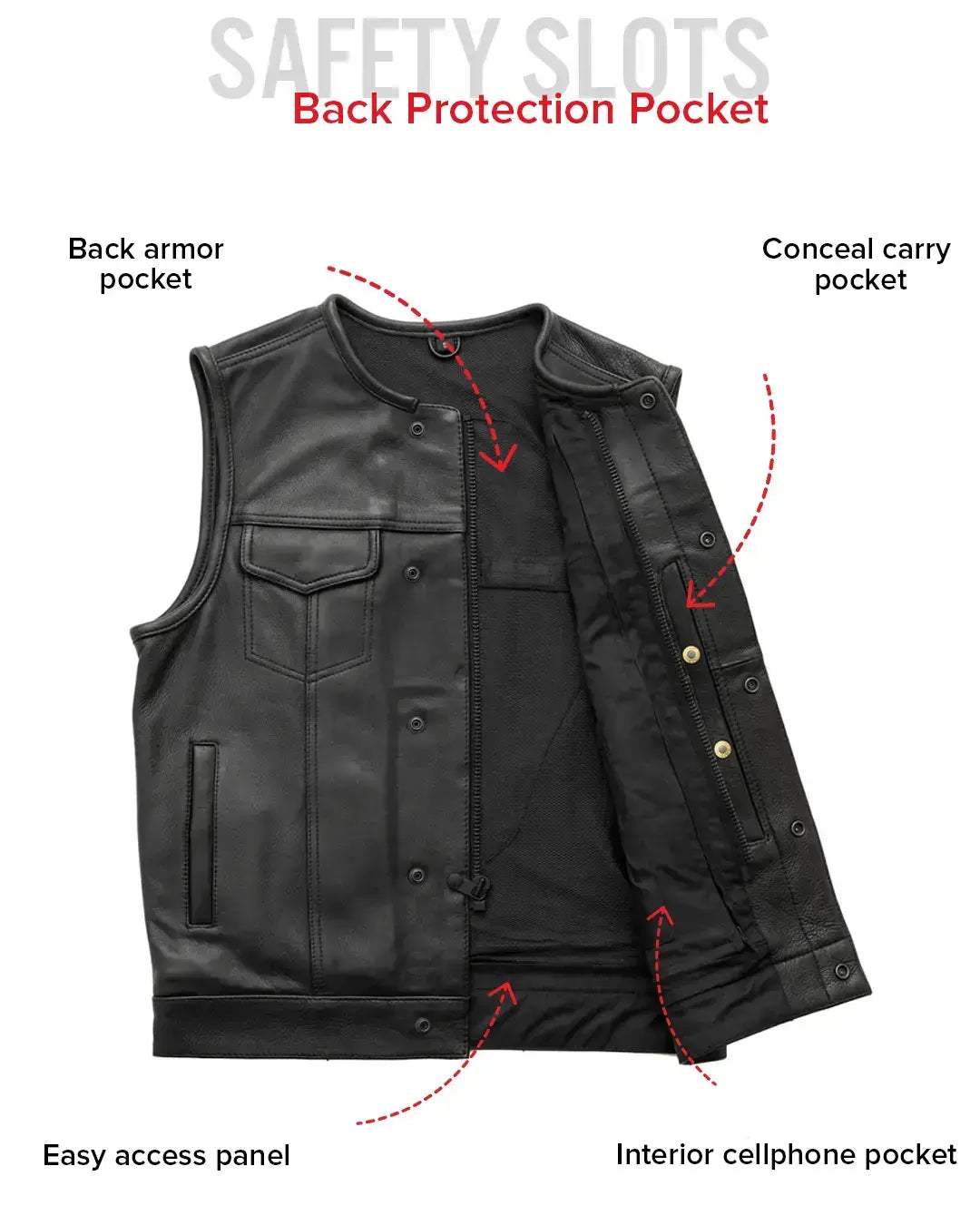 Highside Men's Motorcycle Leather Vest - Image 8
