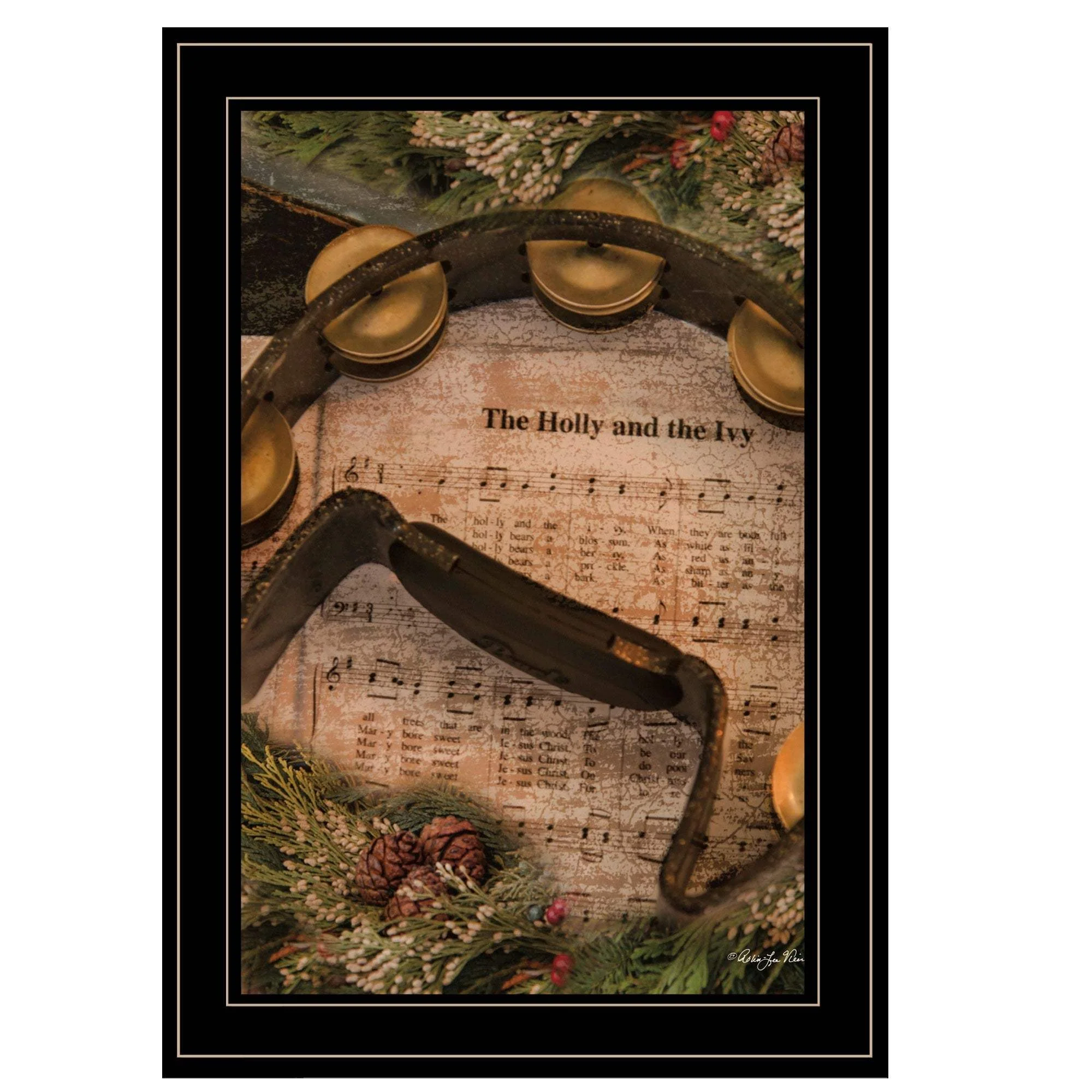 Holly and Ivy 2 Black Framed Print Wall Art - Image 2