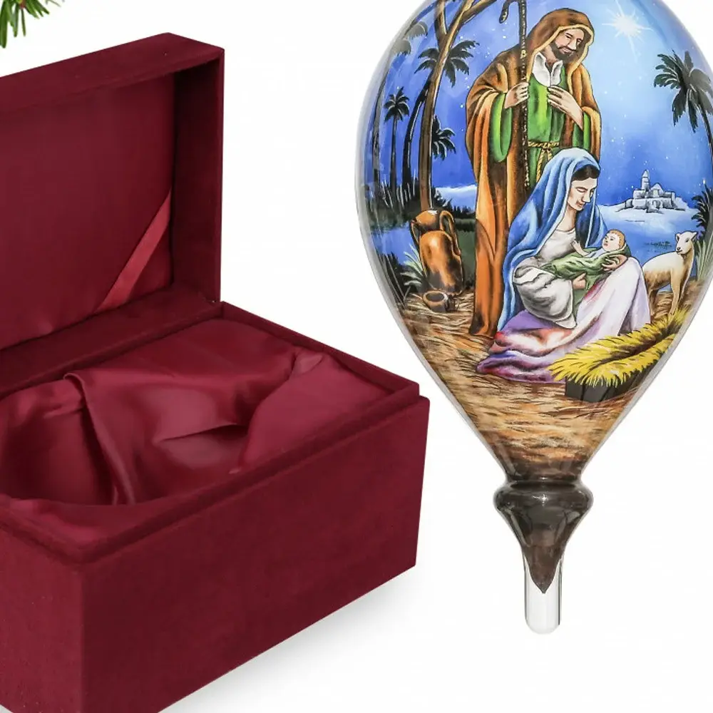 Holy Family Christmas Hand Painted Mouth Blown Glass Ornament - Image 4