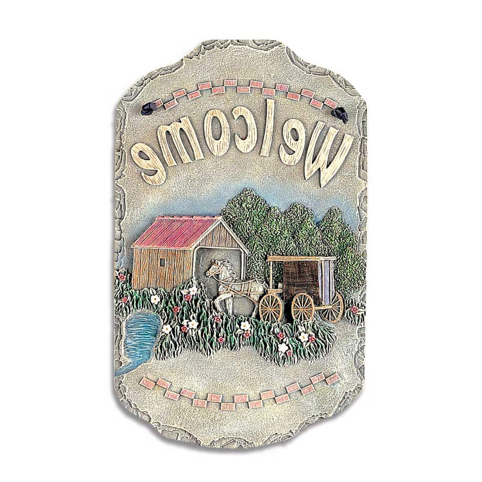 Horse Buggy and Bridge Indoor Outdoor Resin Welcome Wall Decor - Image 3