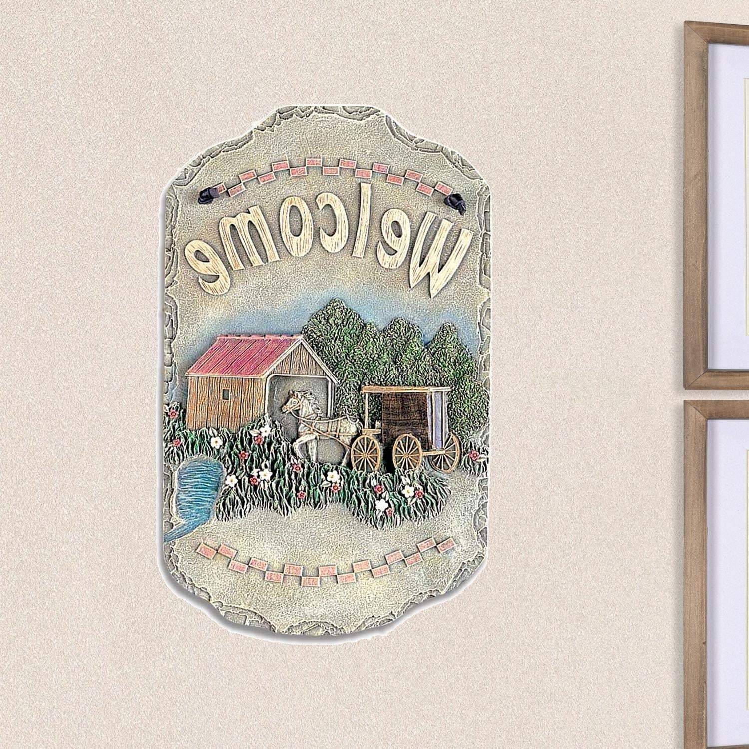 Horse Buggy and Bridge Indoor Outdoor Resin Welcome Wall Decor - Image 4