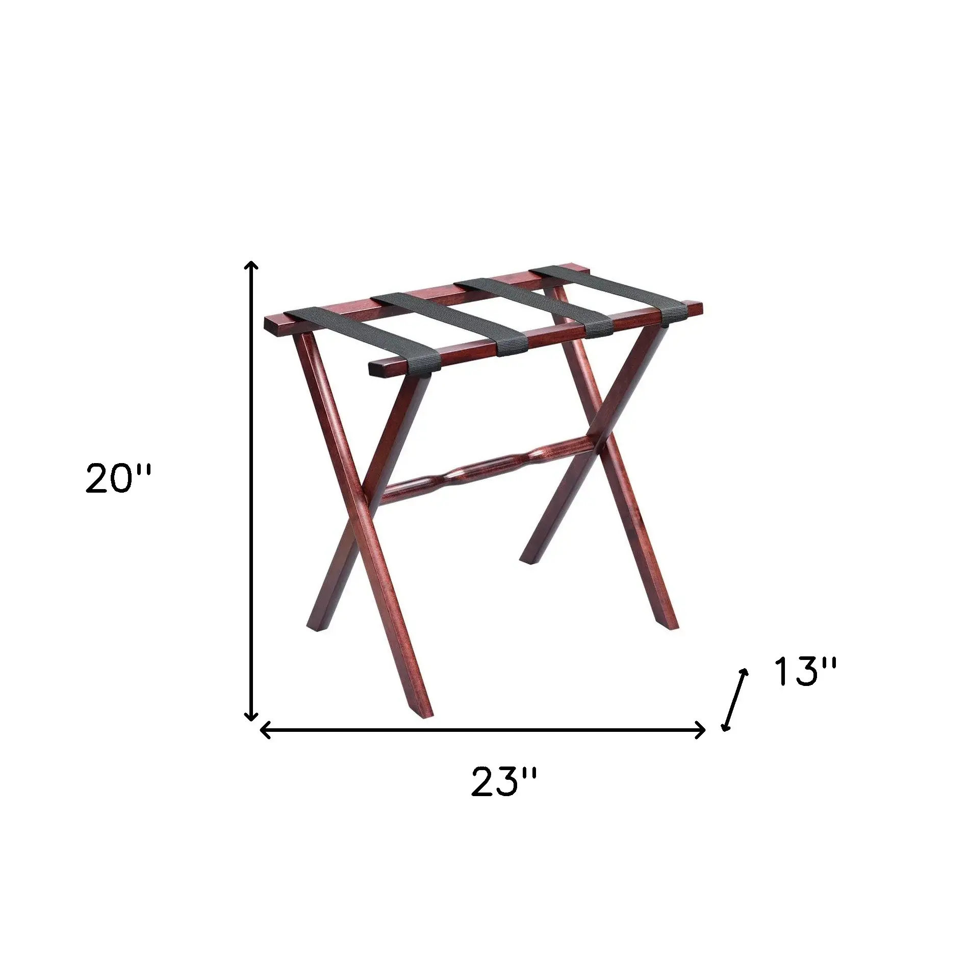 Hotel Cherry Mahogany Folding Luggage Rack With Black Straps - Image 7