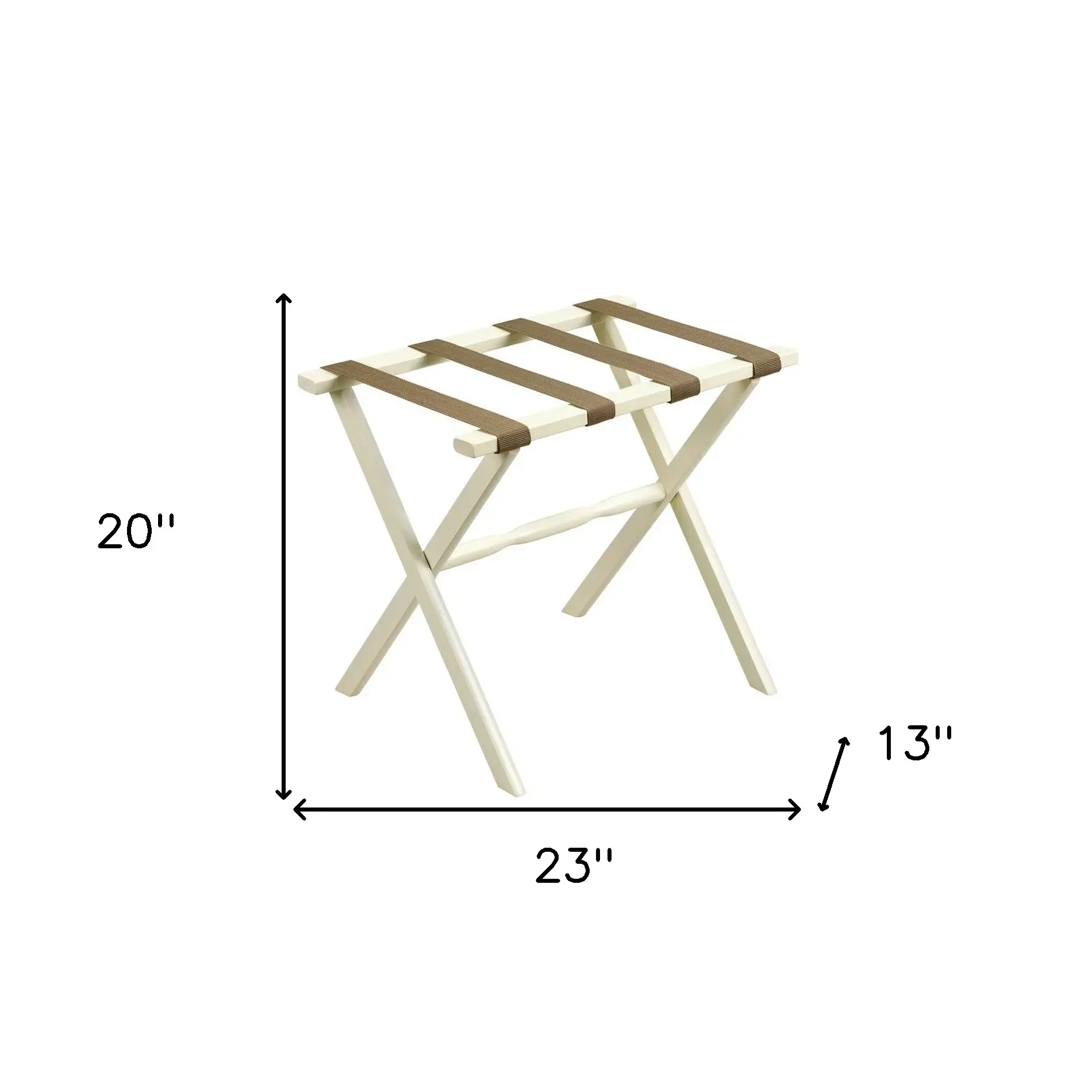 Hotel Ivory Finish Wood Folding Luggage Rack With Tan Straps - Image 7