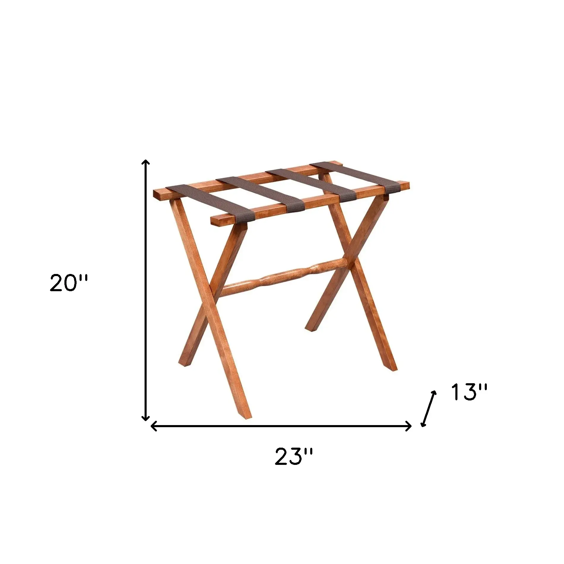 Hotel Light Walnut Folding Luggage Rack With 4 Straps - Image 7