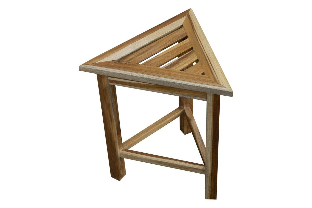 Hotel Natural Teak 18" Triangle Corner Shower Bench Or Shelf - Image 4
