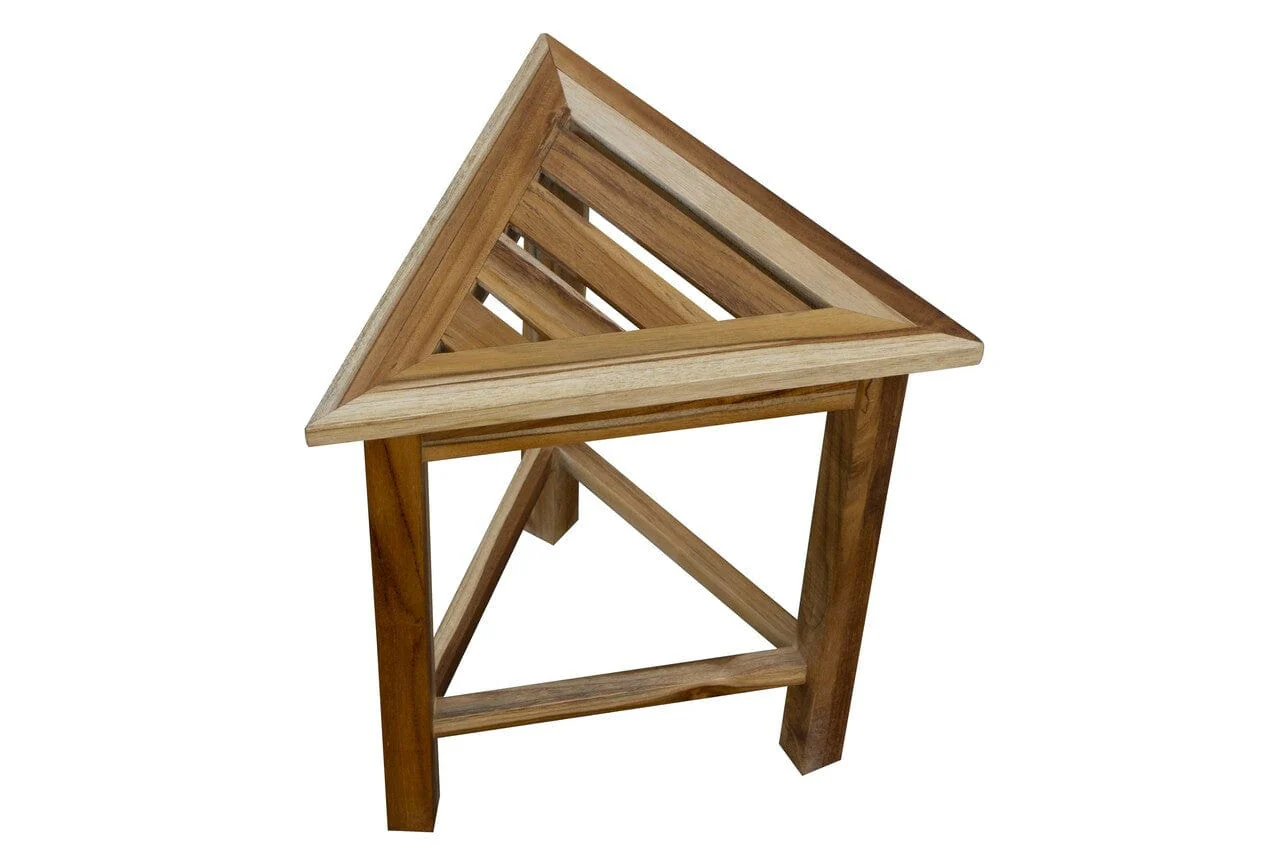 Hotel Natural Teak 18" Triangle Corner Shower Bench Or Shelf - Image 7