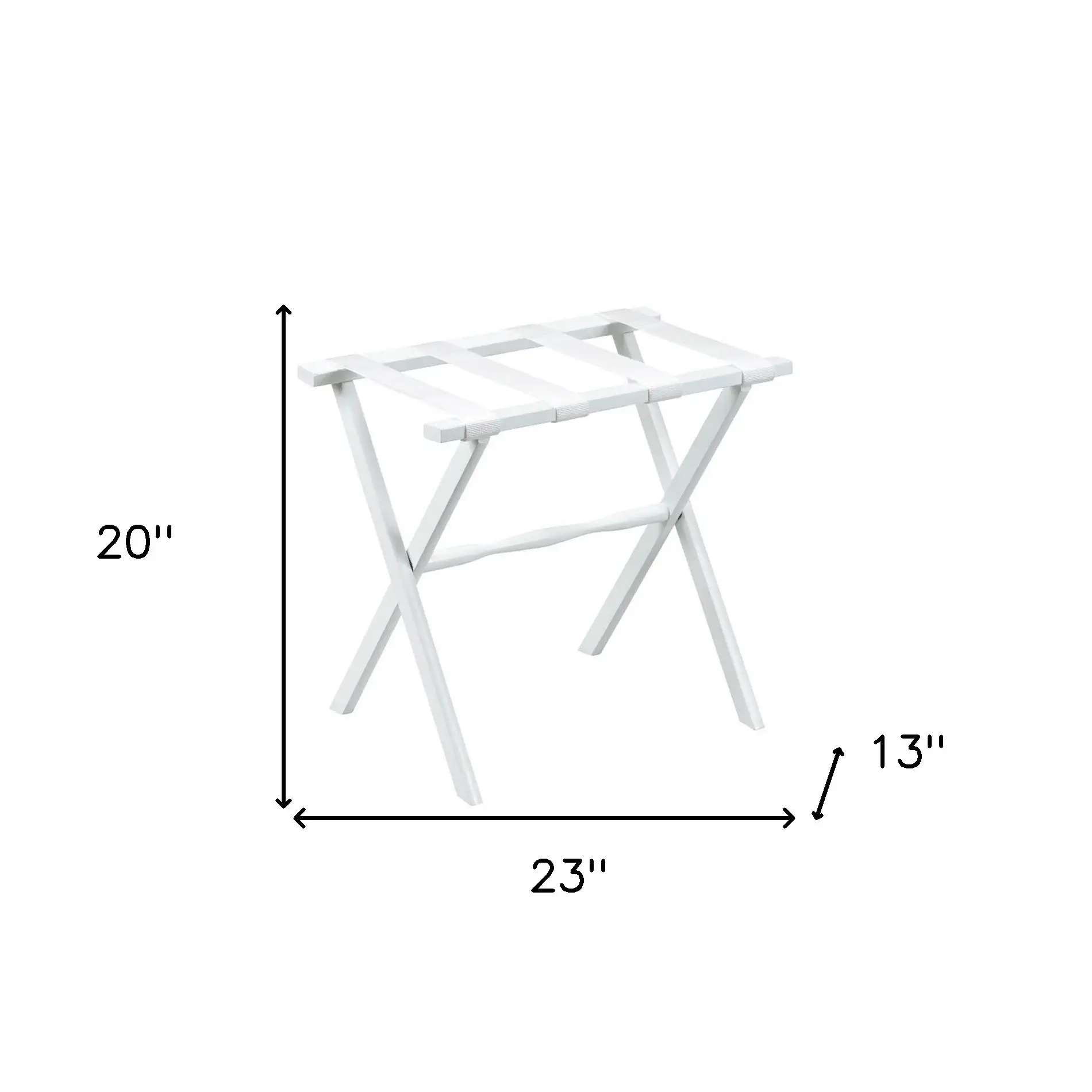 Hotel White Finish Wood Folding Luggage Rack With White Straps - Image 7