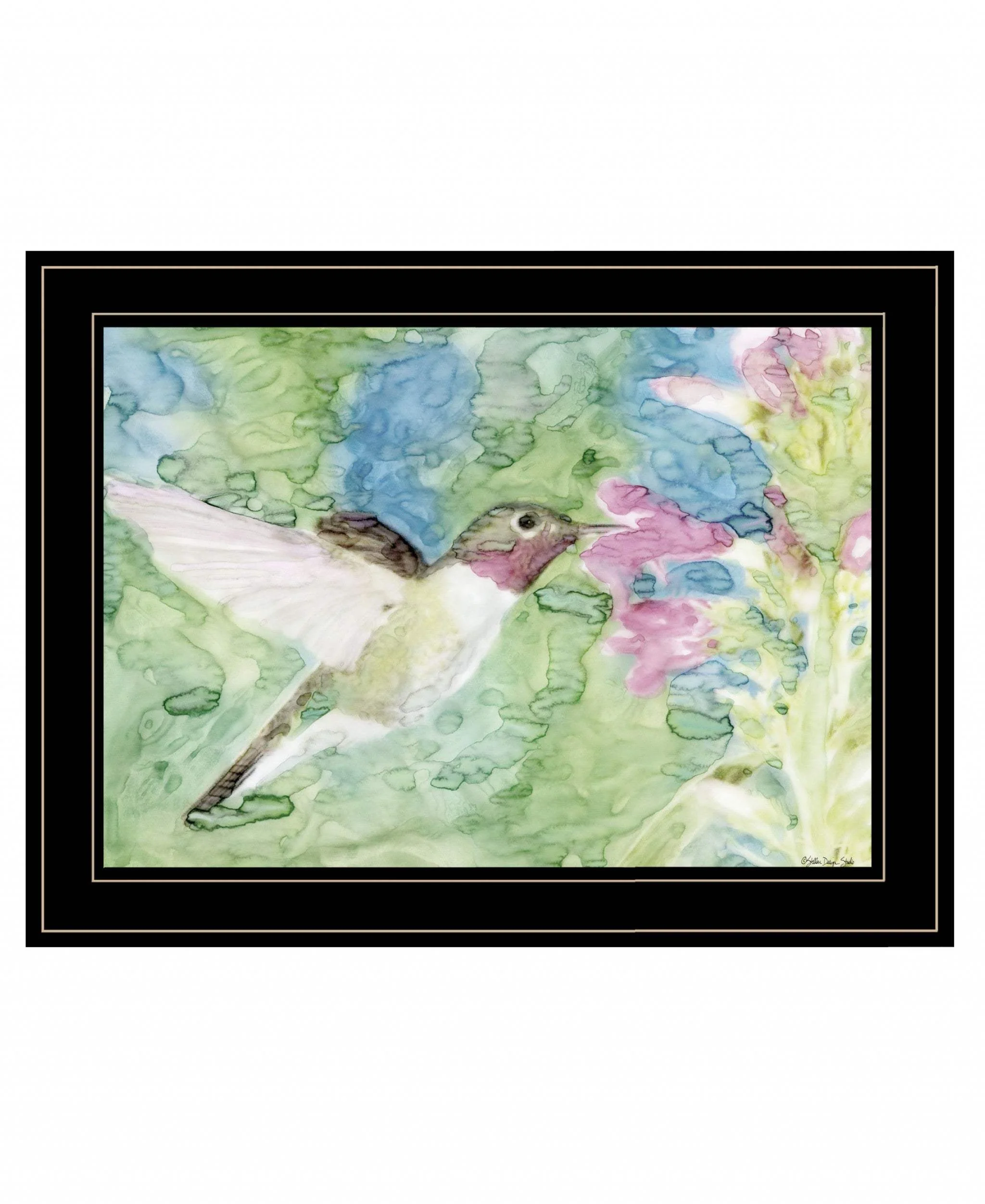 Hummingbird 1 Black Framed Print Wall Art - Image 2