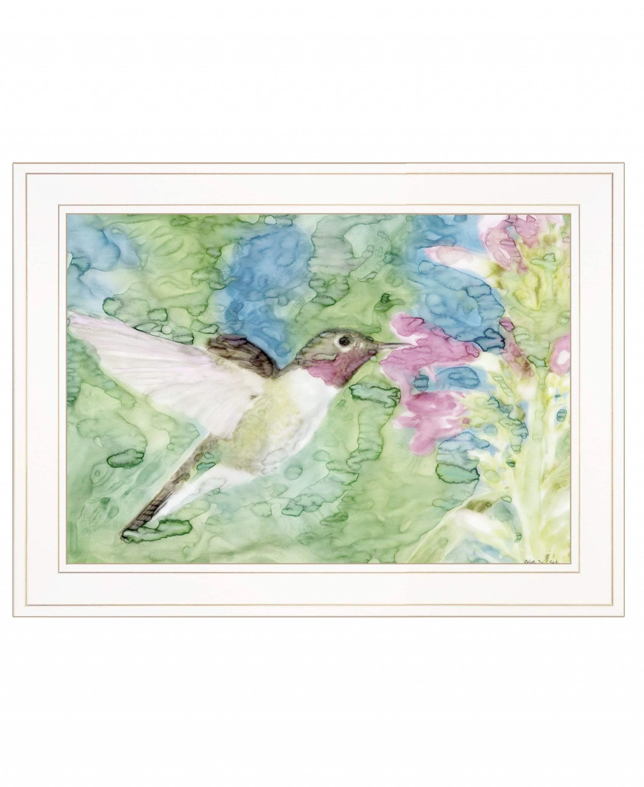 Hummingbird 1 White Framed Print Wall Art - Image 2