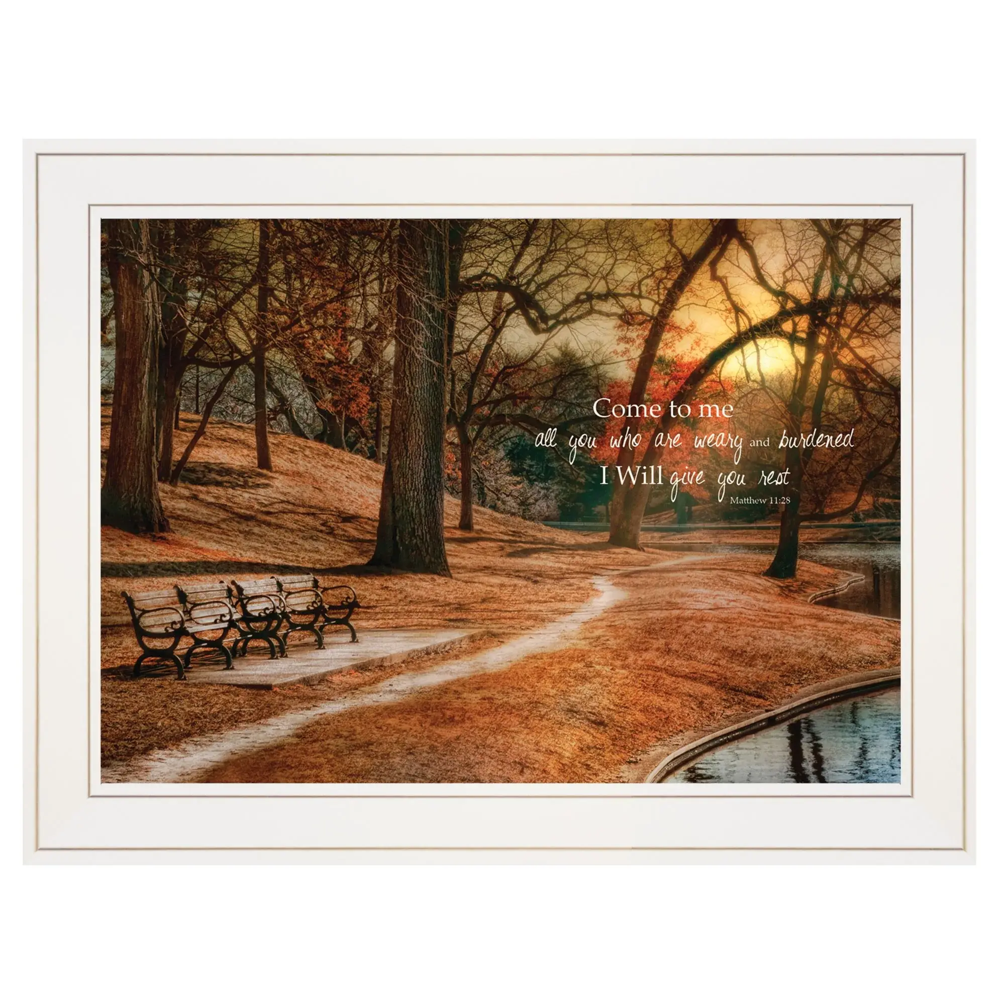 I Will Give You Rest 1 White Framed Print Wall Art - Image 2