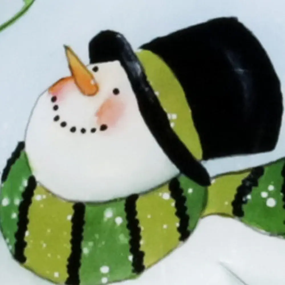 Ice Skating Shamrock Snowman Hand Painted Mouth Blown Glass Ornament - Image 3