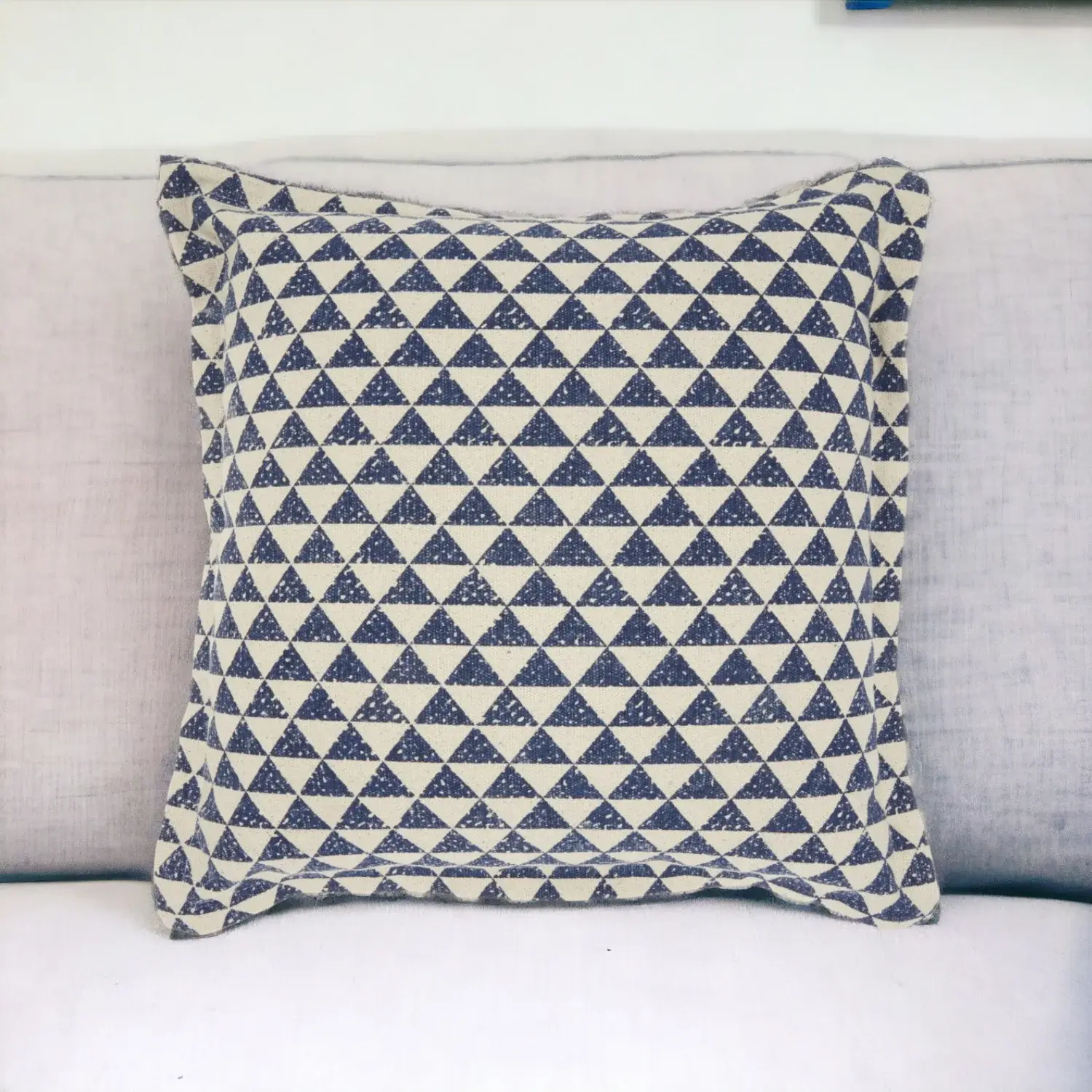 Indigo And Ivory Triangle Design Throw Pillow - Image 2