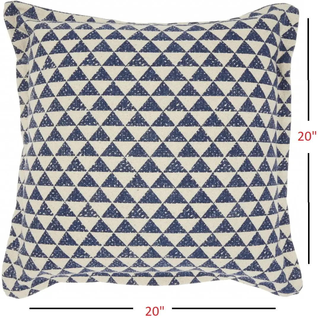 Indigo And Ivory Triangle Design Throw Pillow - Image 6