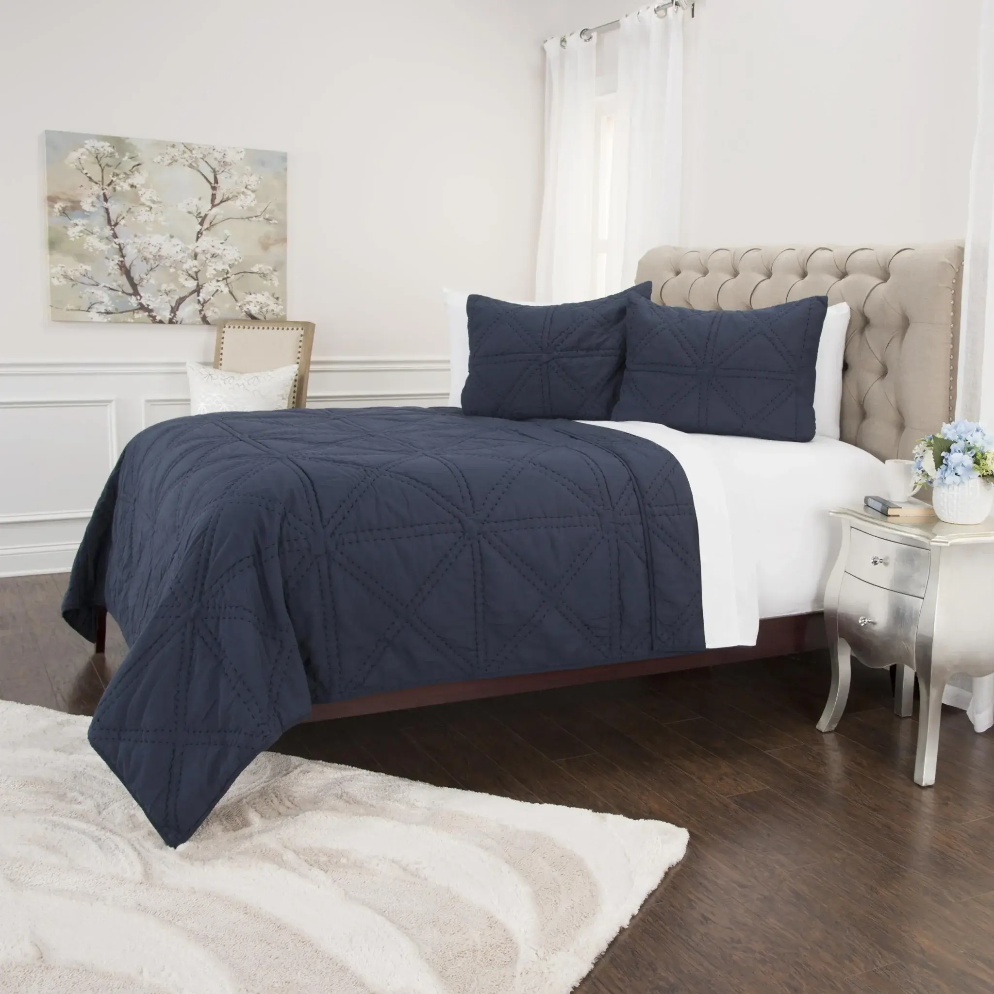 Indigo King 100% Cotton 300 Thread Count Machine Washable Down Alternative Comforter - Image 5