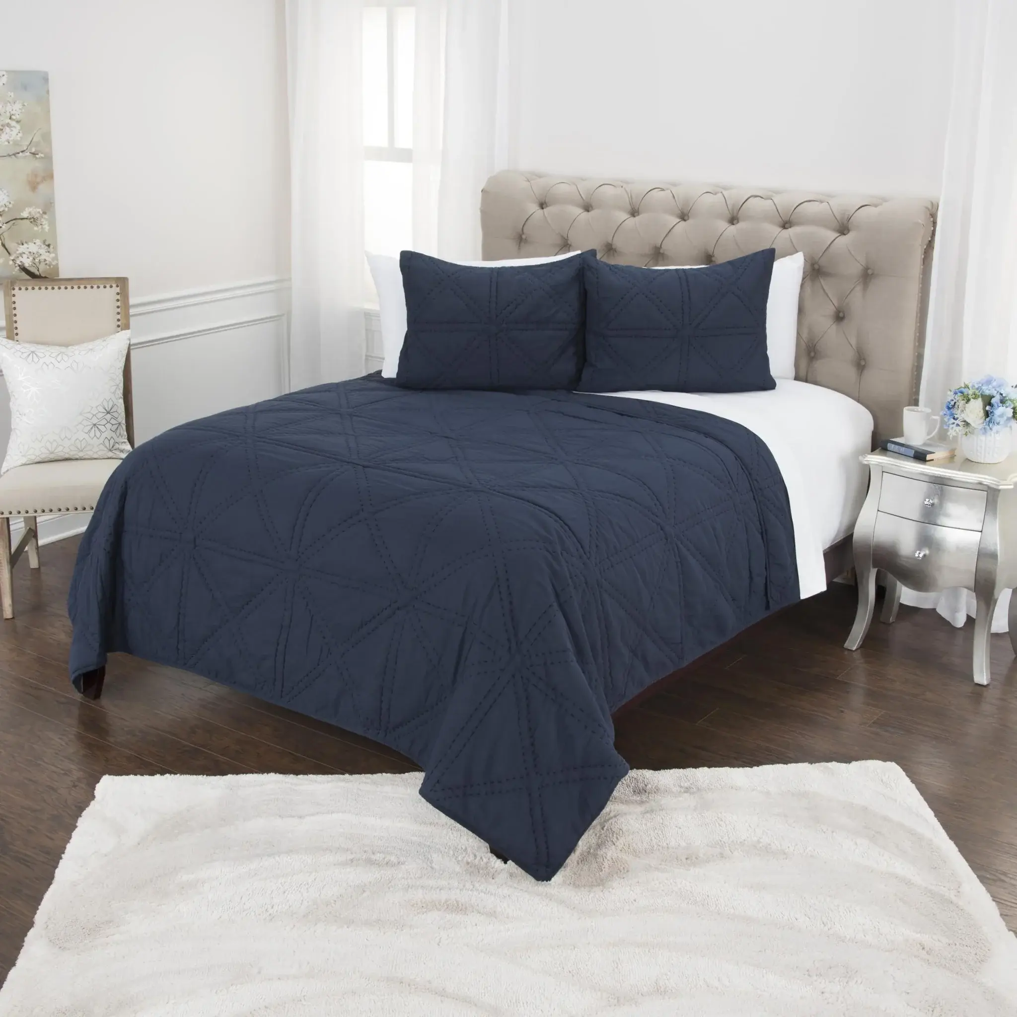 Indigo King 100% Cotton 300 Thread Count Machine Washable Down Alternative Comforter - Image 6
