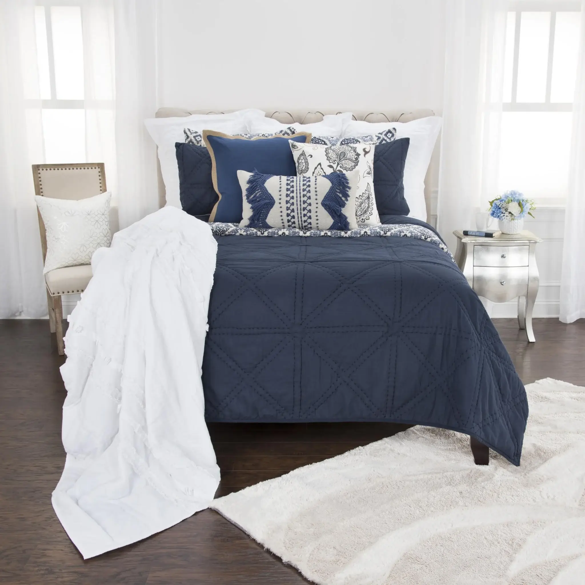 Indigo King 100% Cotton 300 Thread Count Machine Washable Down Alternative Comforter - Image 7