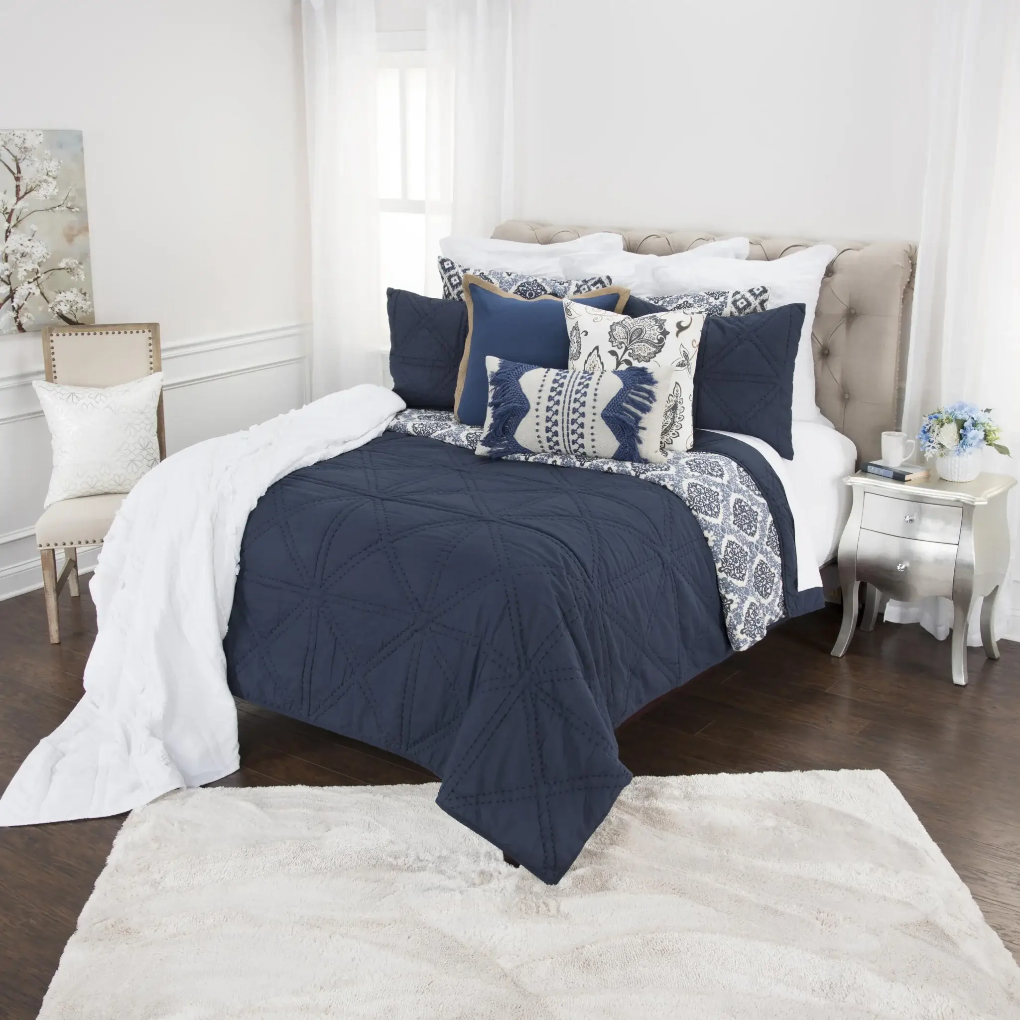 Indigo King 100% Cotton 300 Thread Count Machine Washable Down Alternative Comforter - Image 8