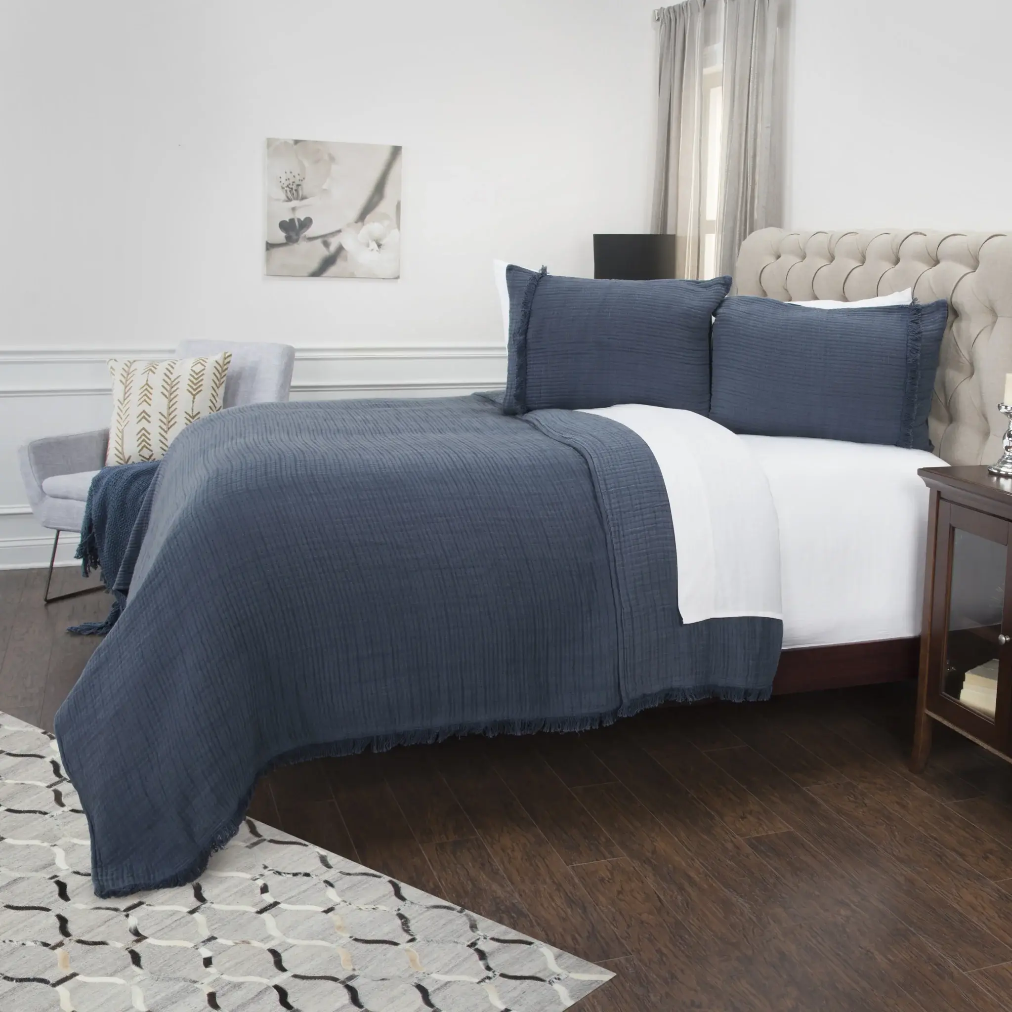Indigo King 100% Cotton 300 Thread Count Machine Washable Down Alternative Comforter - Image 6