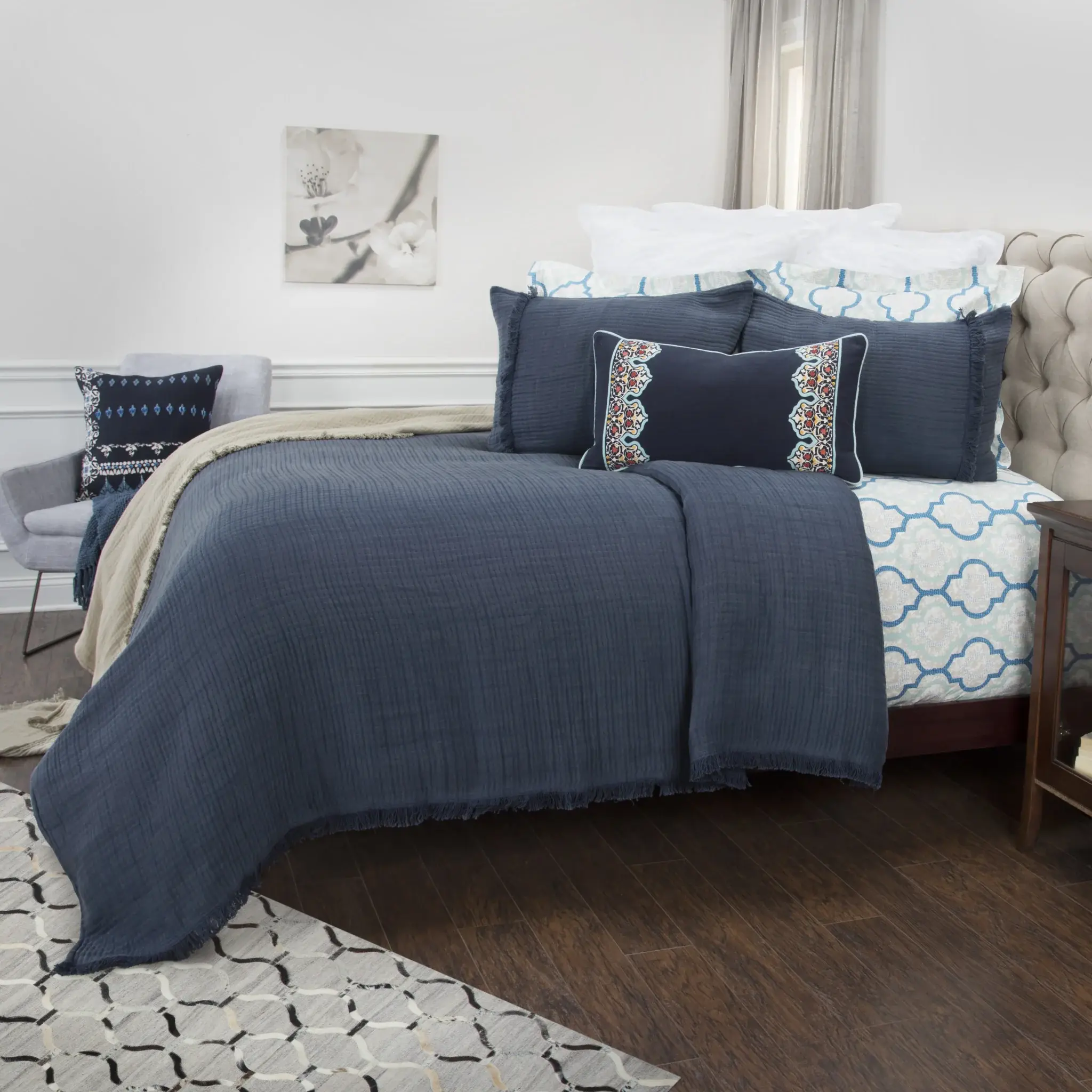 Indigo King 100% Cotton 300 Thread Count Machine Washable Down Alternative Comforter - Image 8