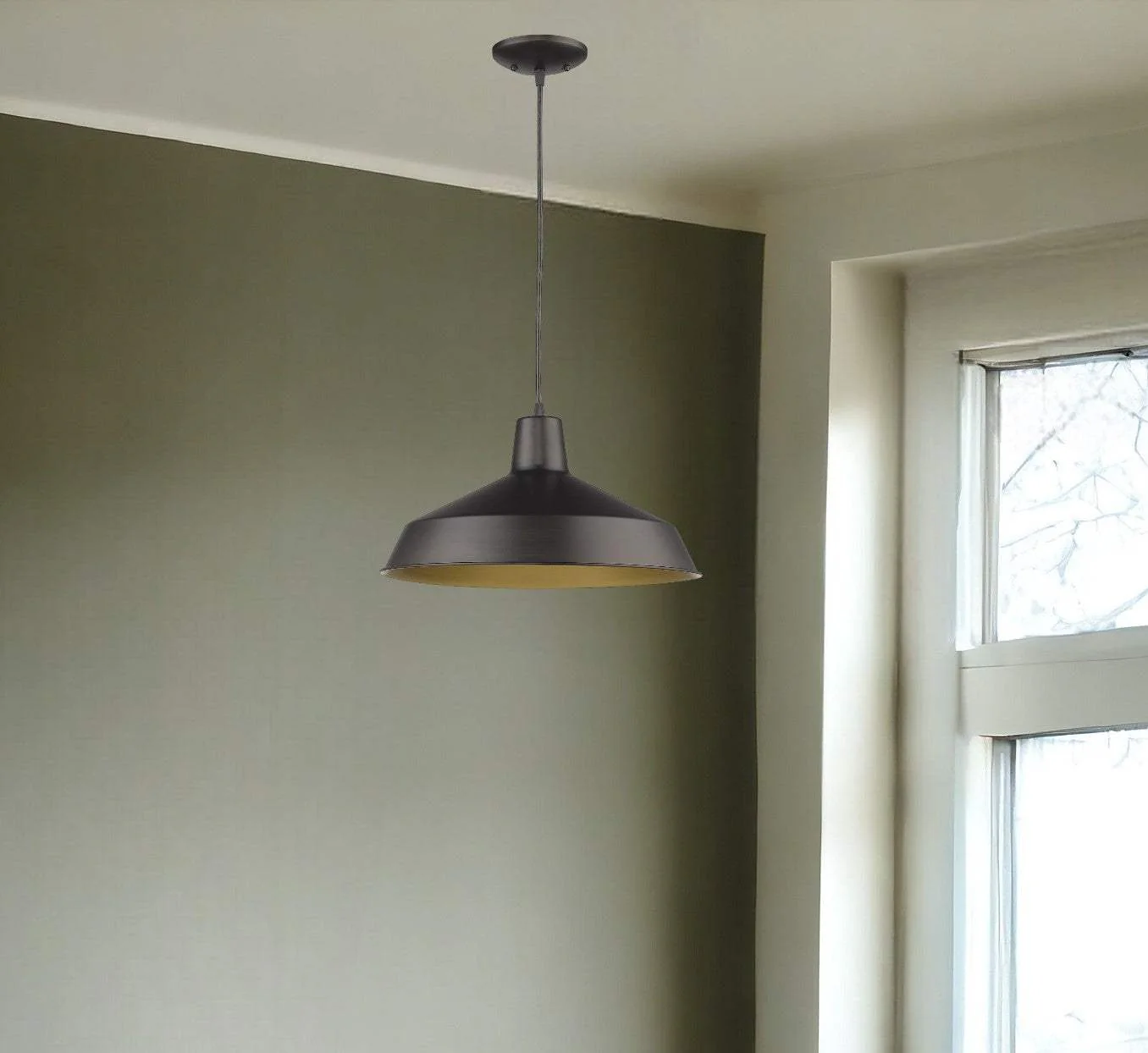 Industrial Brushed Bronze Hanging Light - Image 2