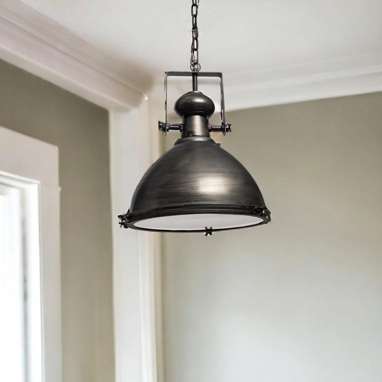 Industrial Gray Metal Hanging Pendant Light - Image 2