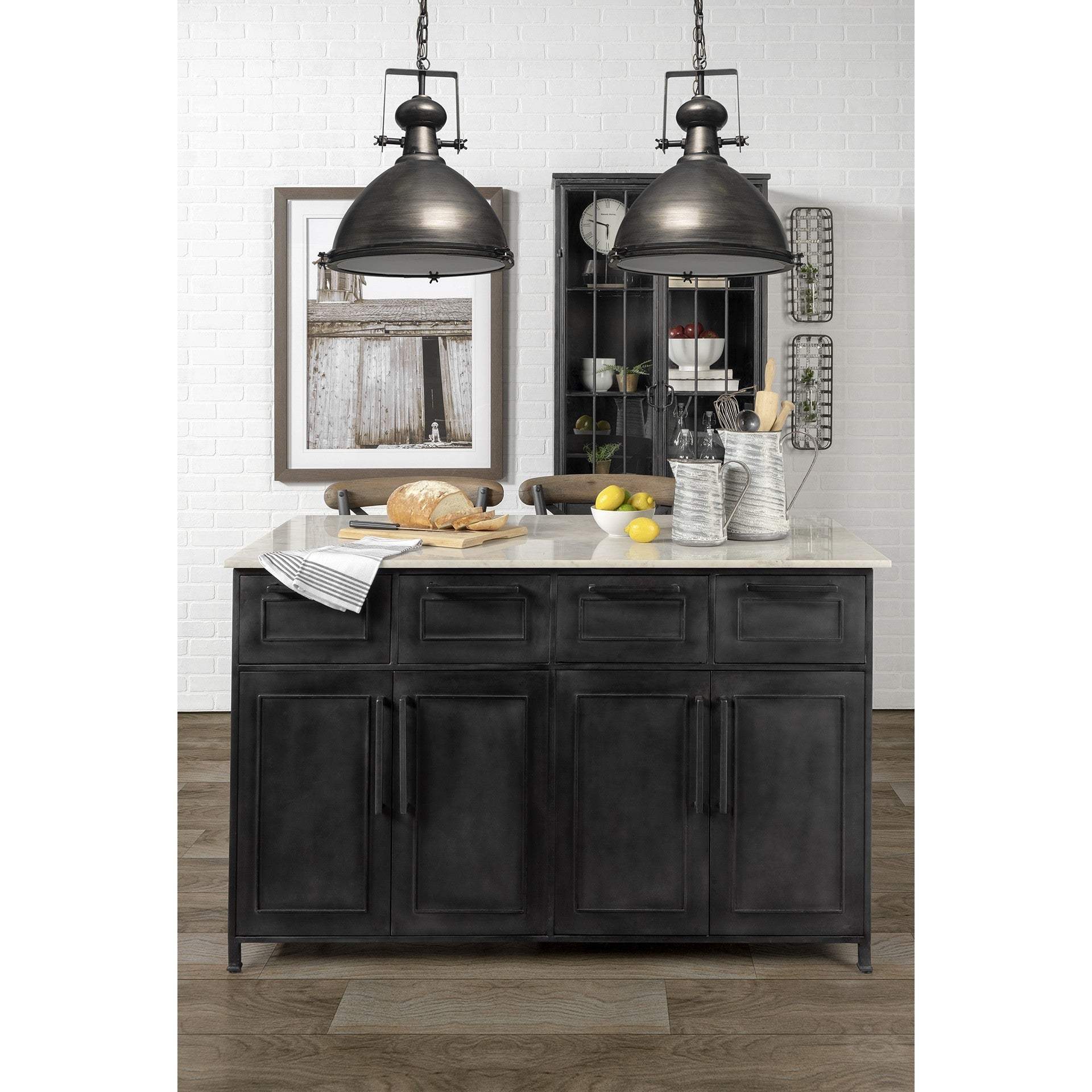 Industrial Gray Metal Hanging Pendant Light - Image 8