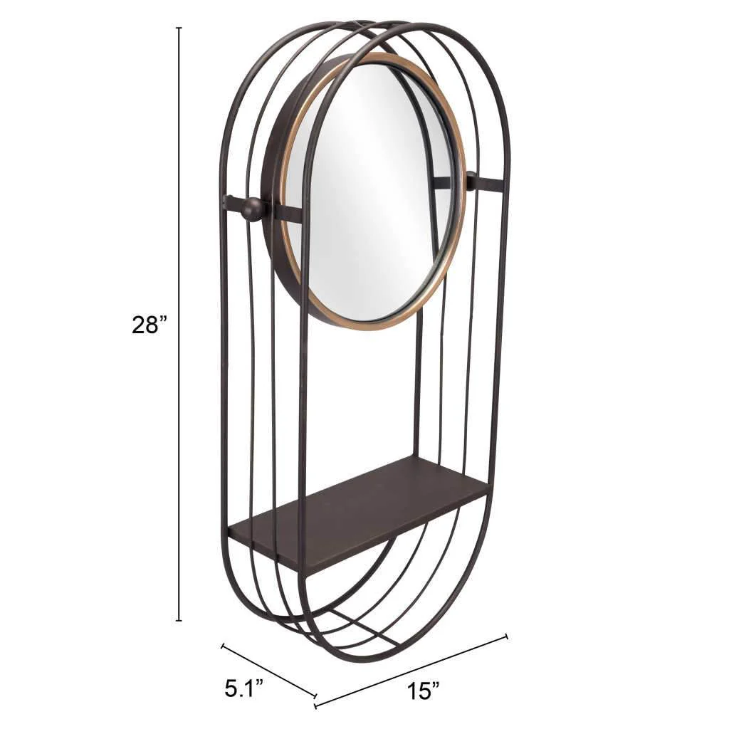 Industrial Gray Mirror Shelf - Image 8