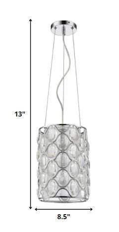 Isabella 1-Light Polished Nickel Drum Pendant With Crystal Accents - Image 6