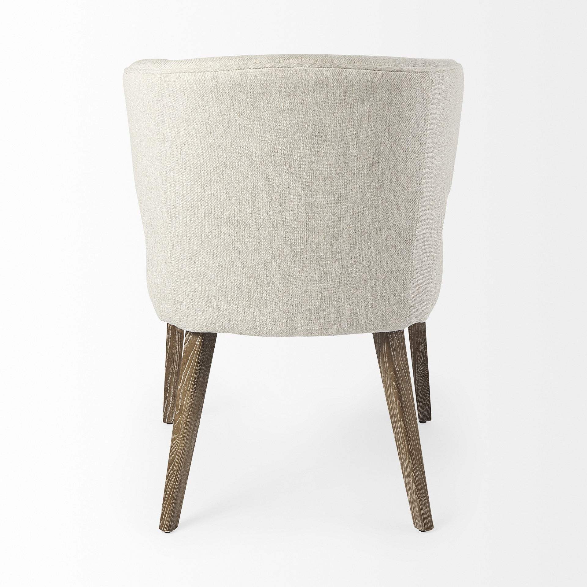 Ivory and Brown Mid Century Wingback Dining Chair - Image 5