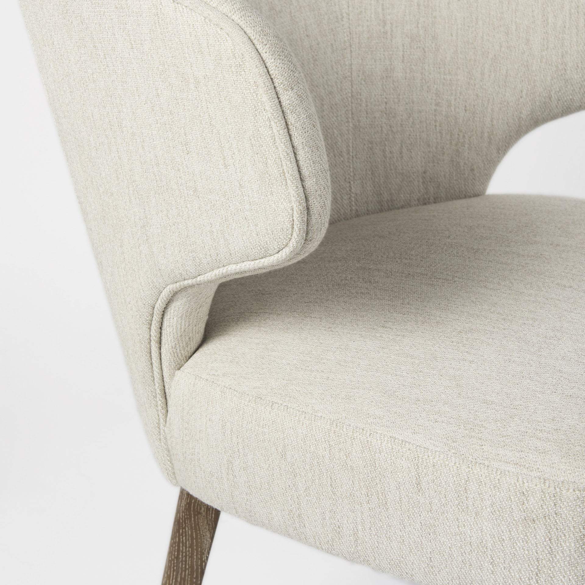 Ivory and Brown Mid Century Wingback Dining Chair - Image 9