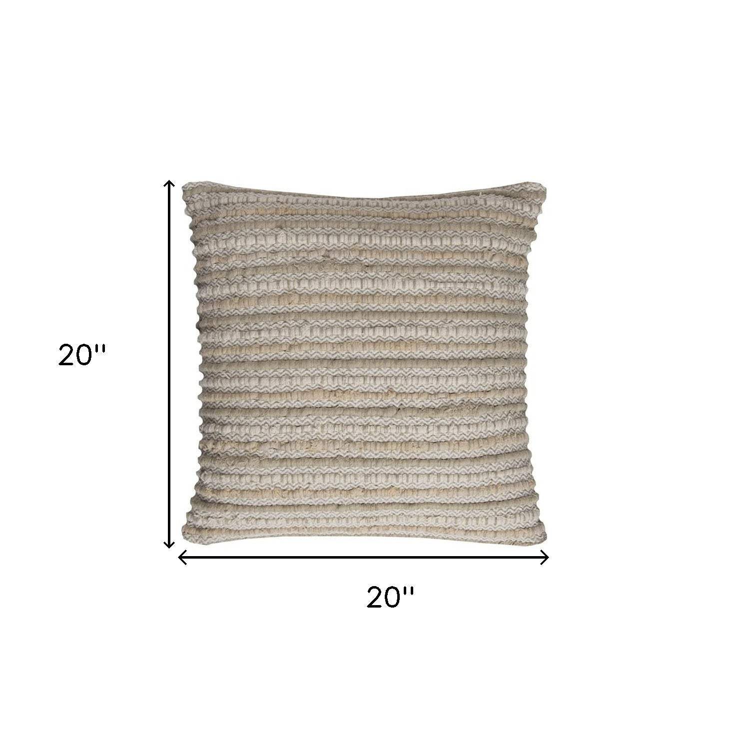 Ivory Beige Nubby Texture Bands Throw Pillow - Image 3