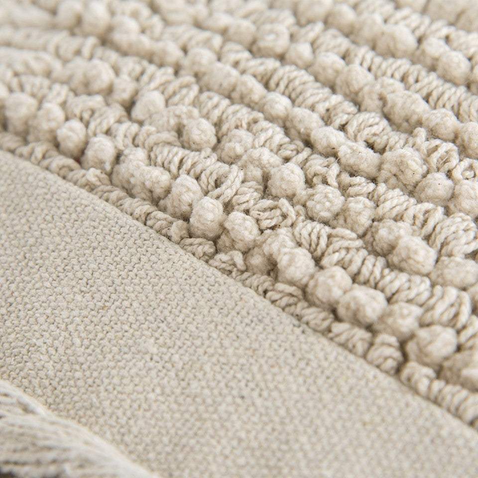 Ivory Braided Stripe Macrame Fringe Lumbar Pillow - Image 6