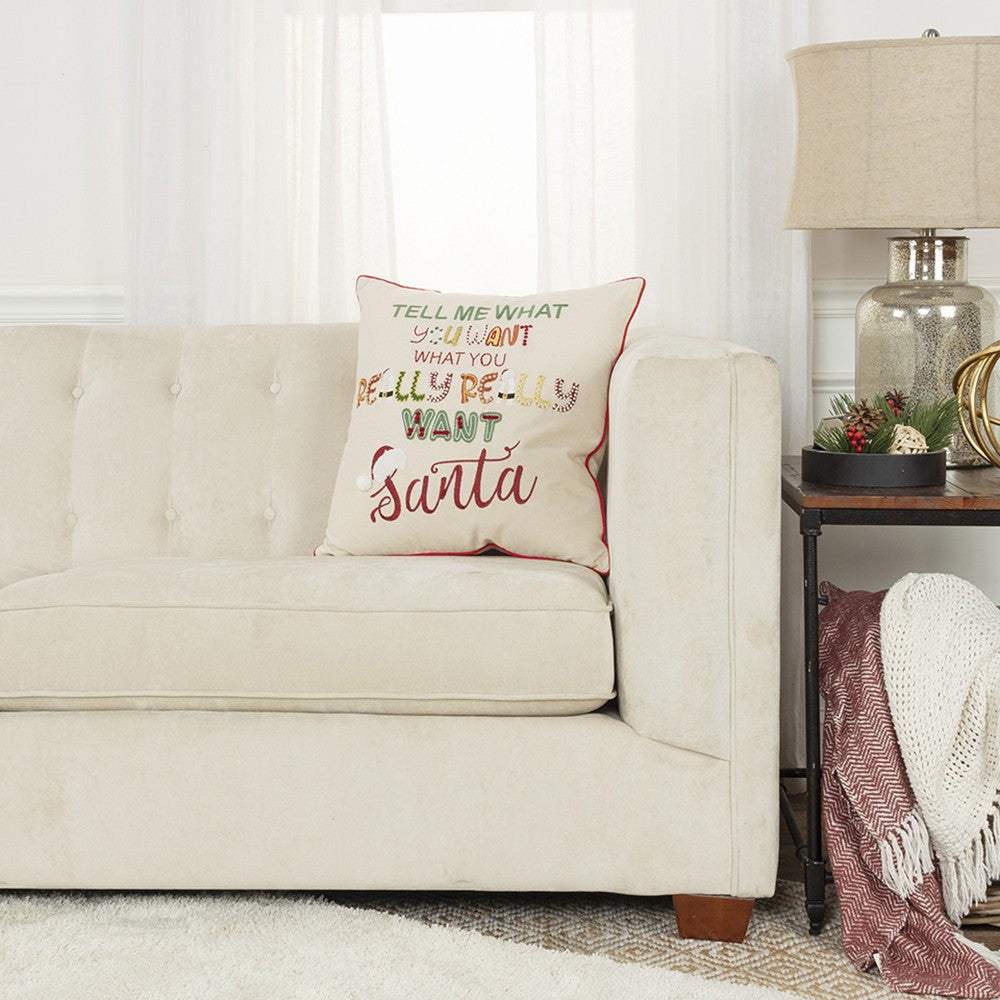 Ivory Red Cheeky Santa Sentiment Throw Pillow - Image 7