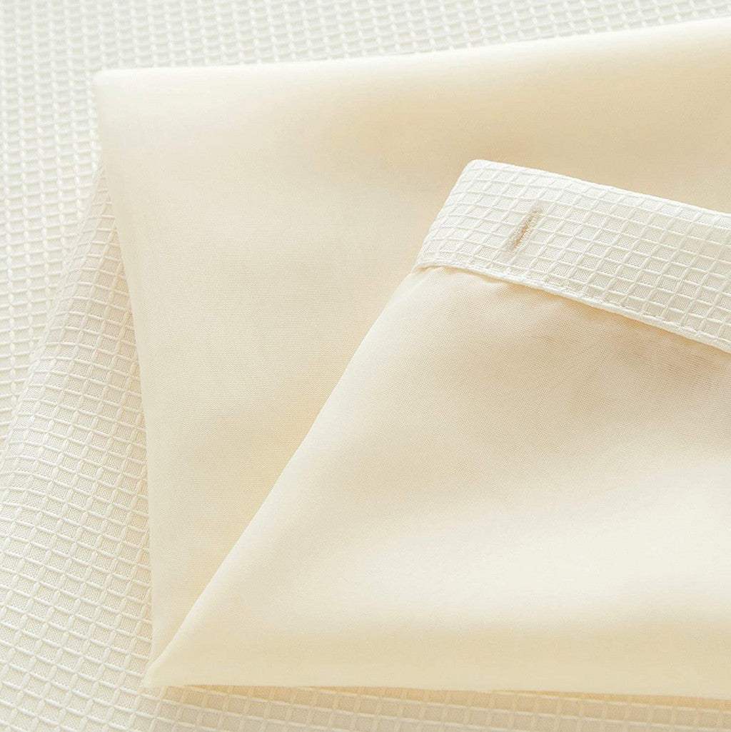 Ivory Sheer and Grid Shower Curtain and Liner Set - Image 5