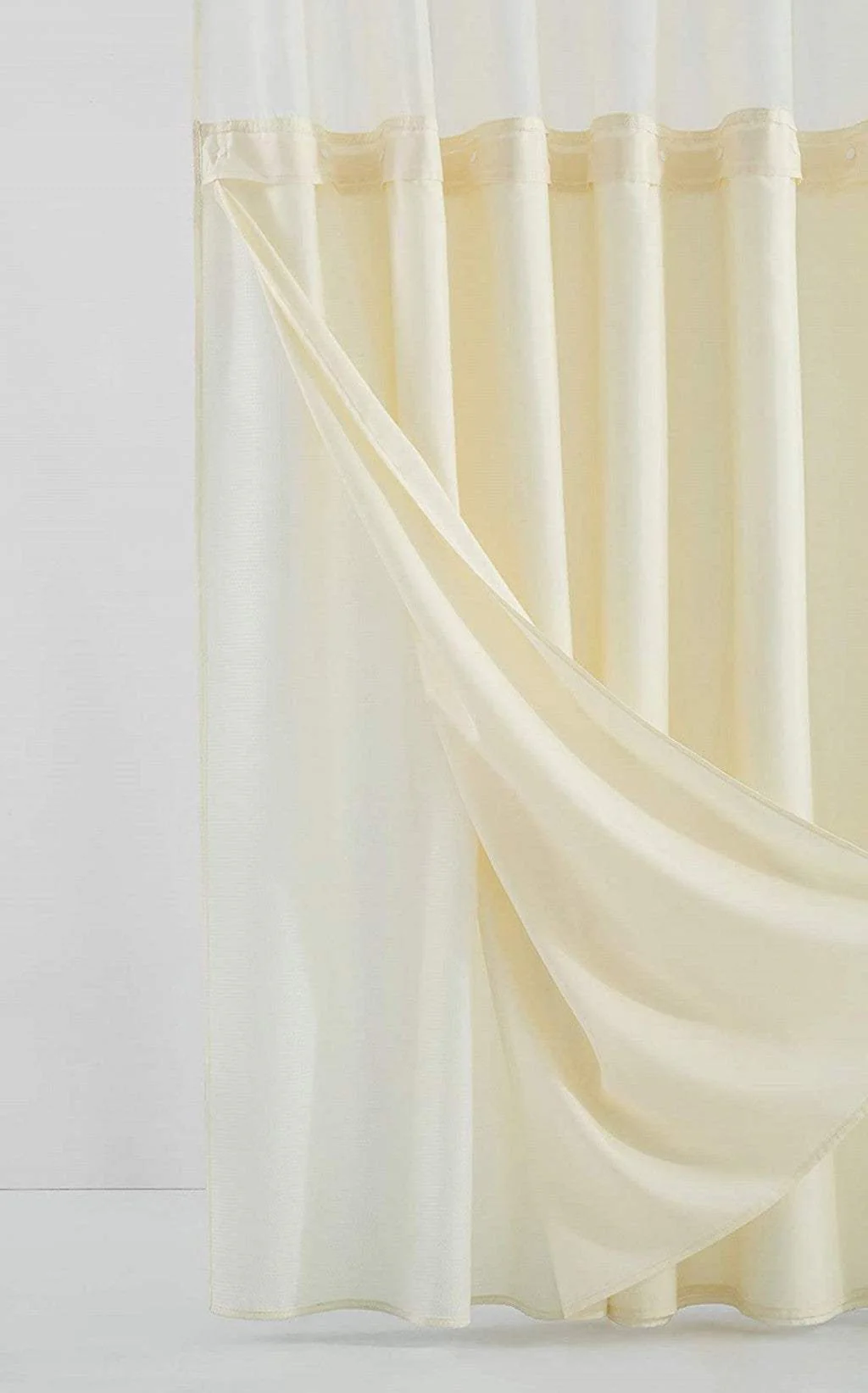 Ivory Sheer and Grid Shower Curtain and Liner Set - Image 6