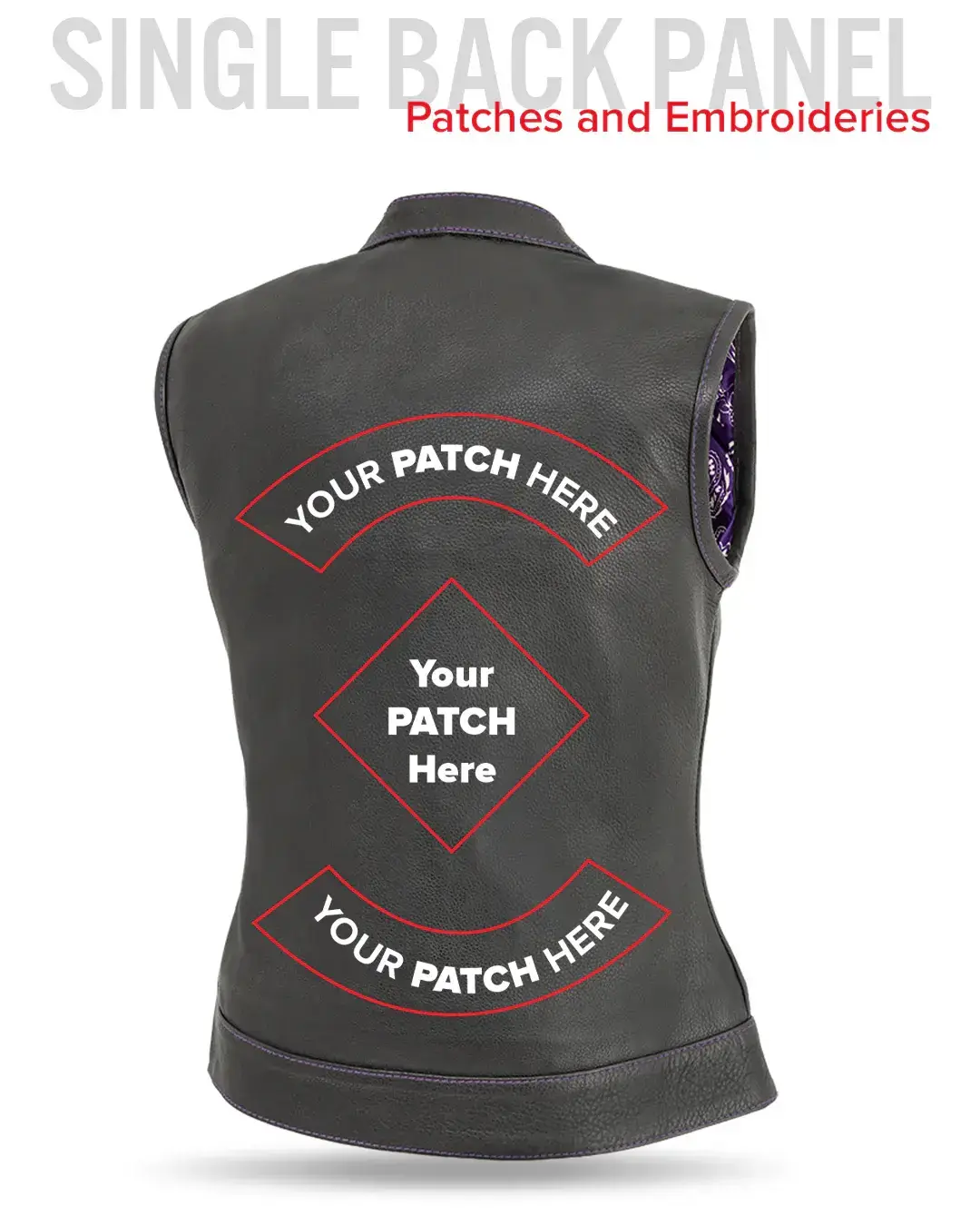 Jessica Women's Motorcycle Leather Vest - Purple - Limited Edition - Image 8