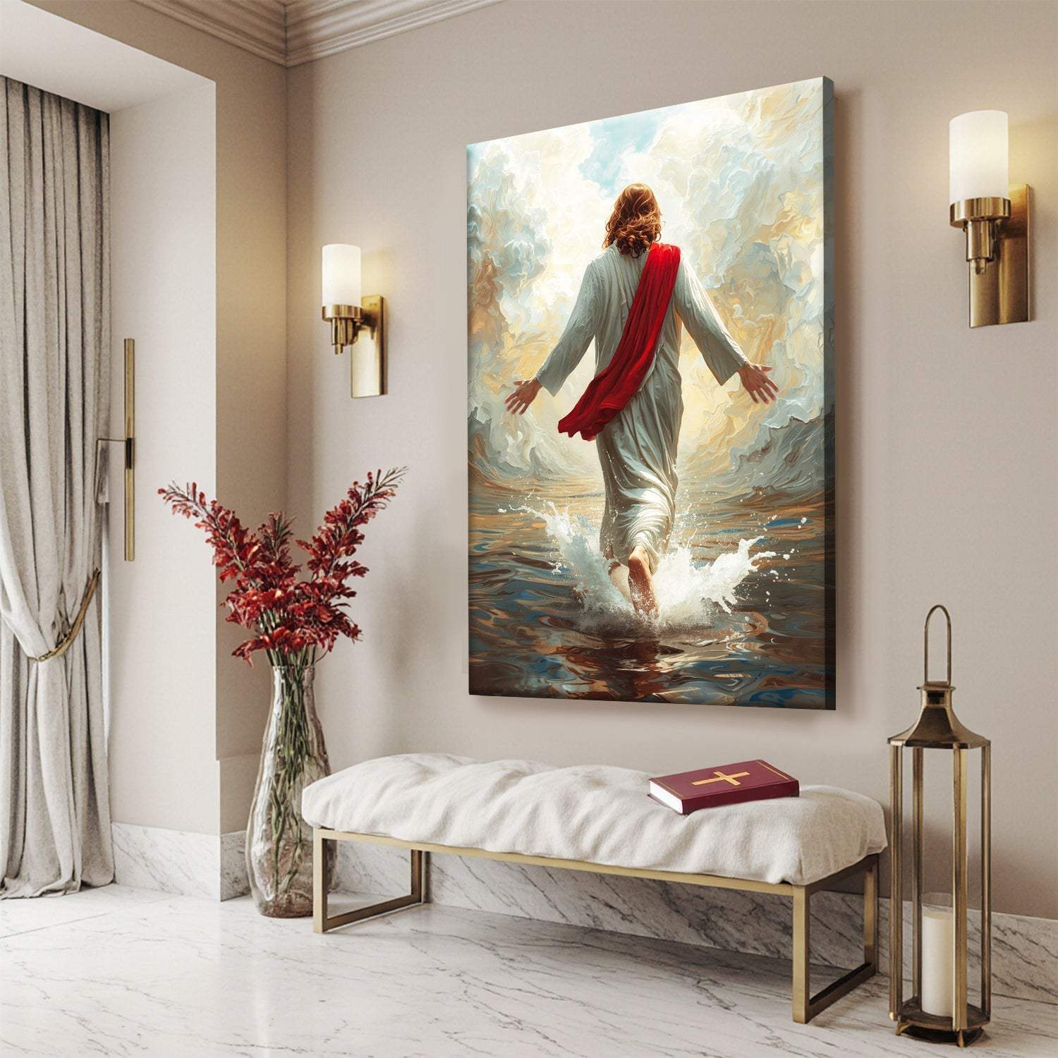 Jesus Christ Walking On Water Faith Wall Art IX - Image 2