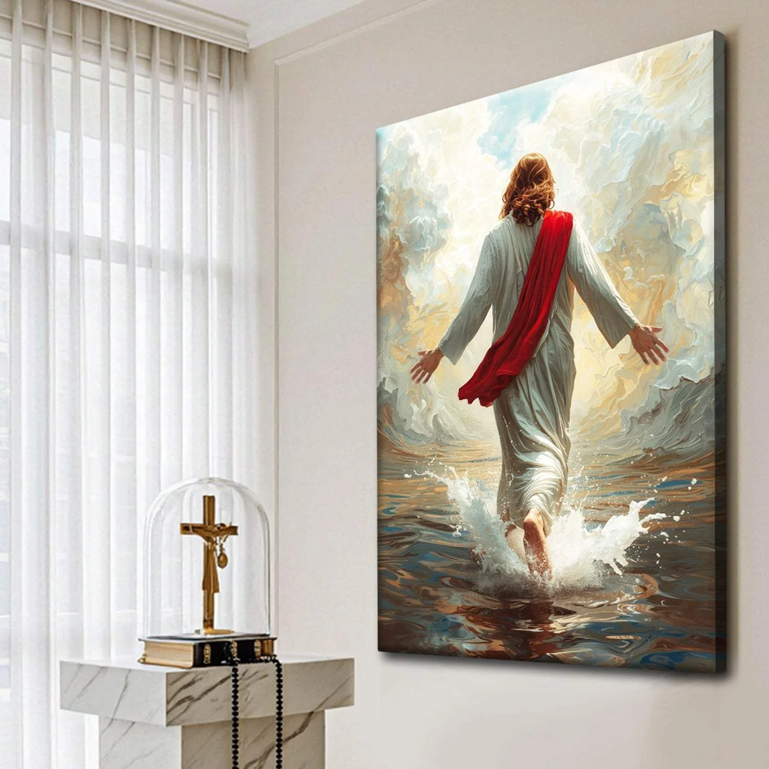 Jesus Christ Walking On Water Faith Wall Art IX - Image 4