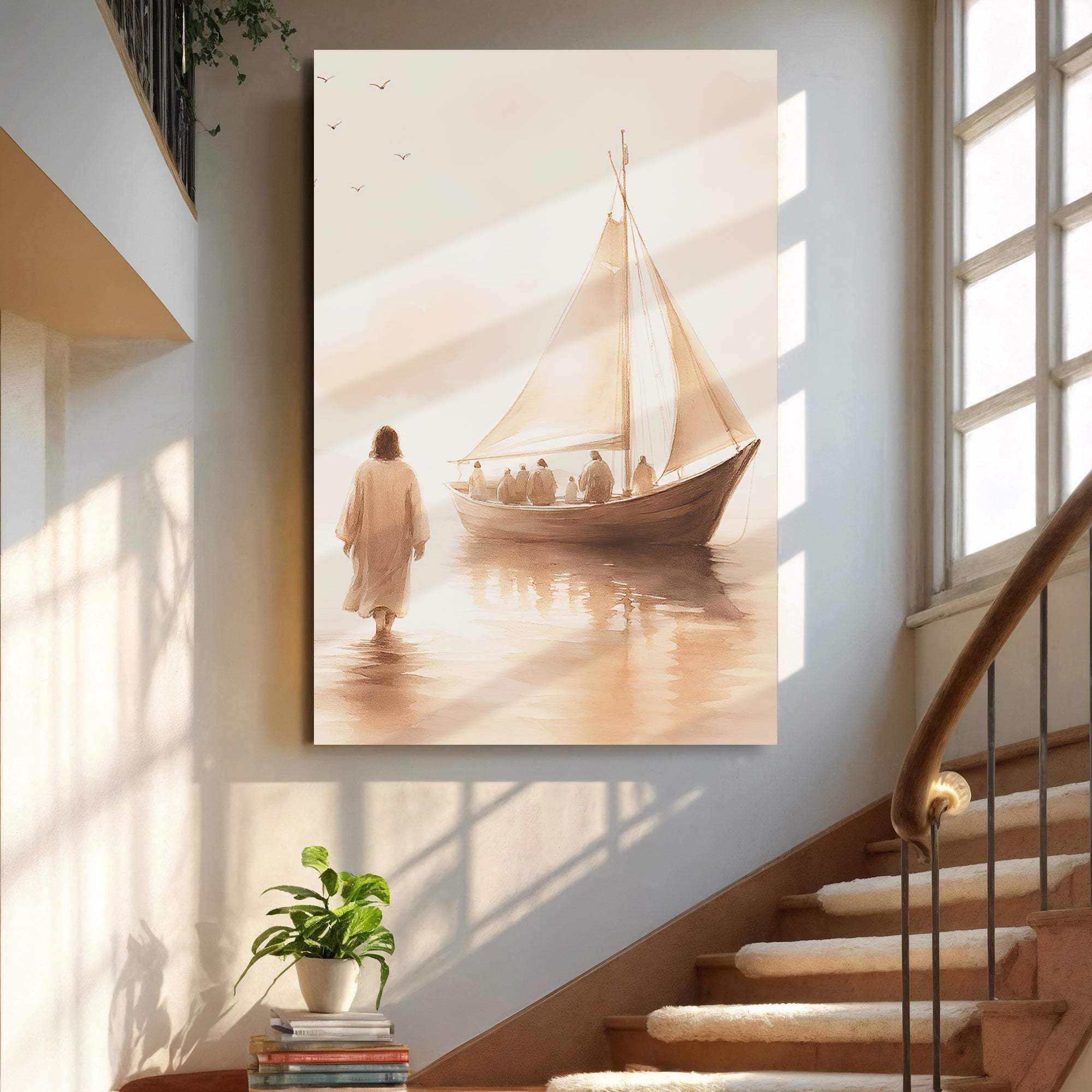 Jesus Christ Walking On Water Faith Wall Art VIII - Image 3
