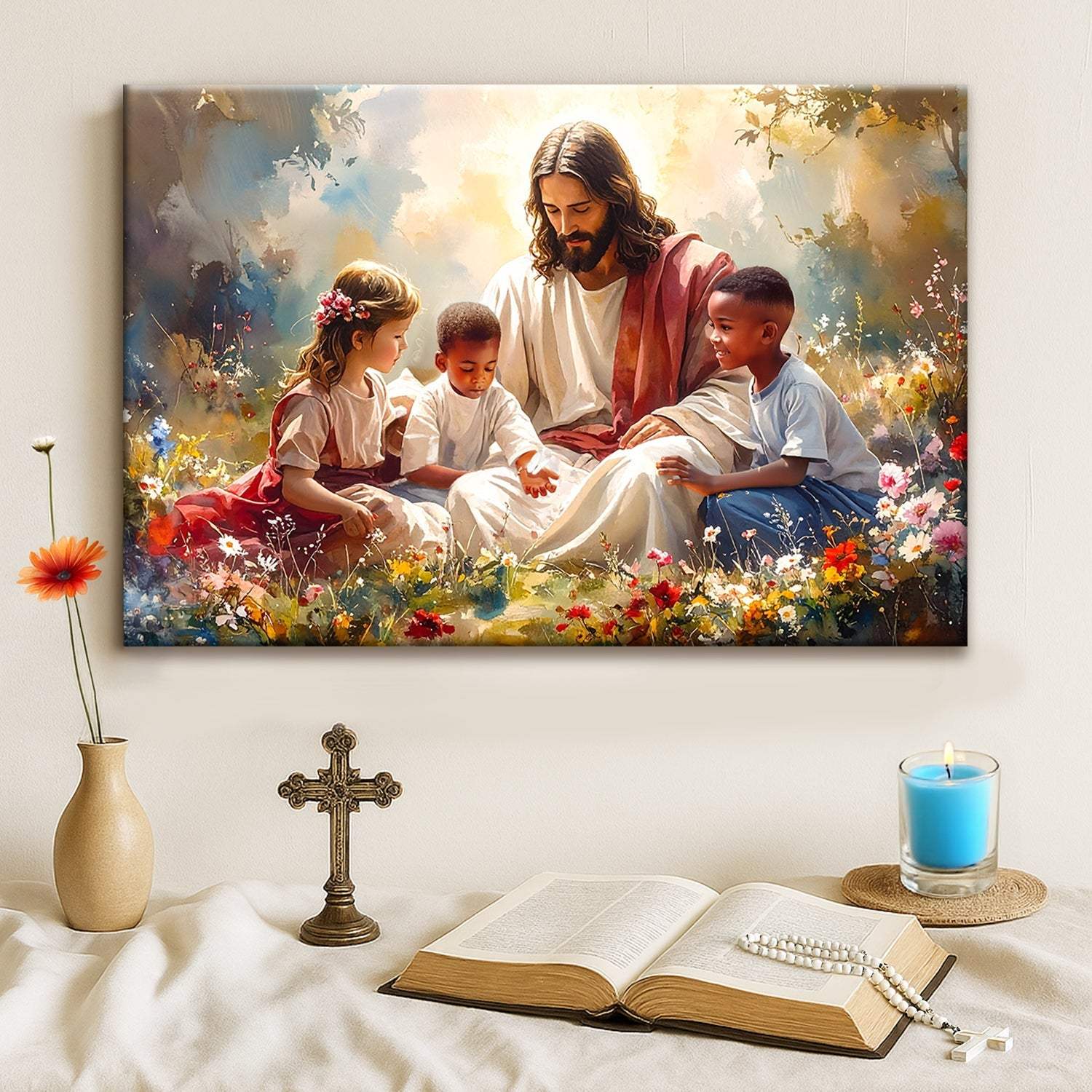 Jesus With Children Faith Wall Art VII