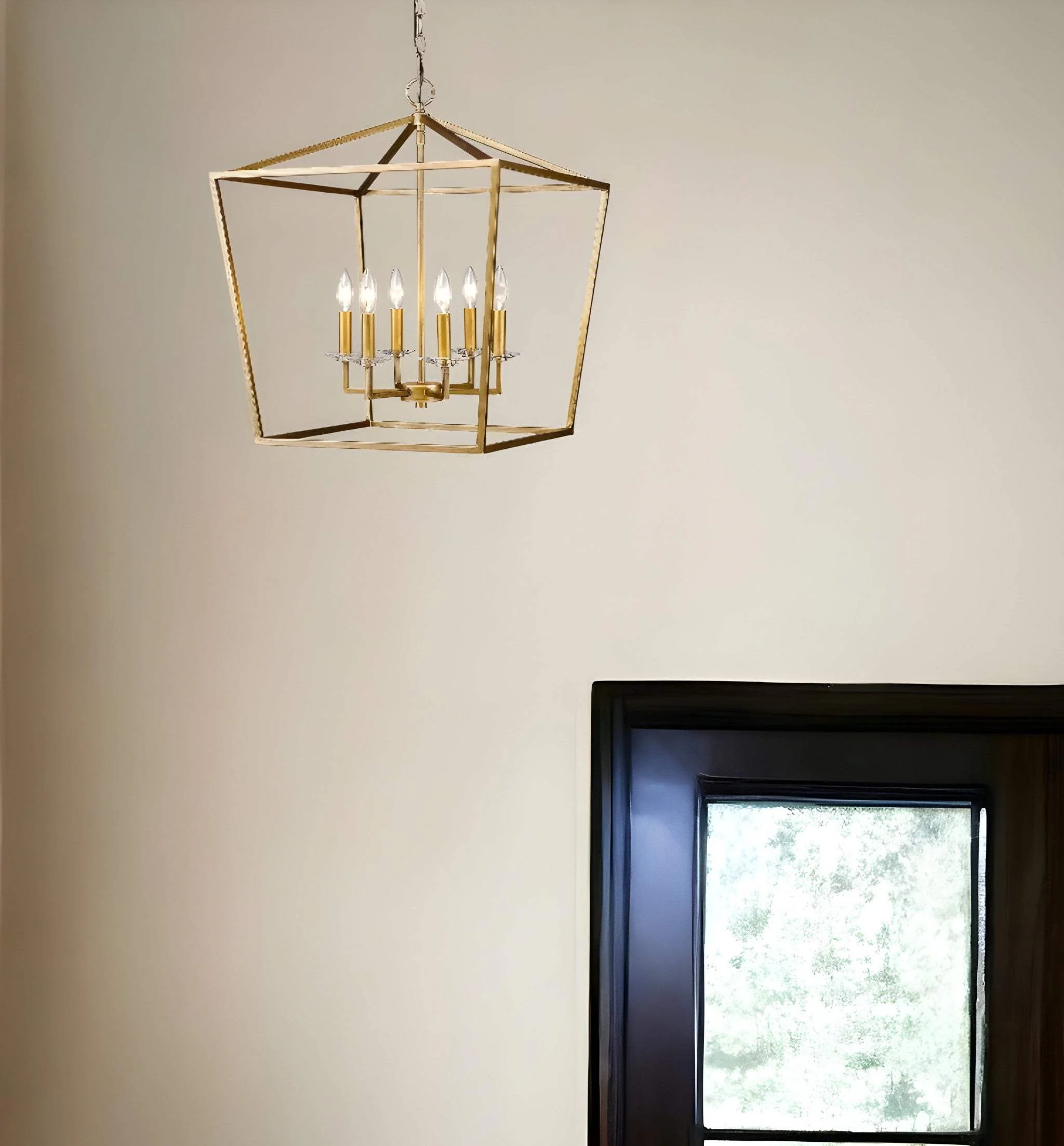 Kennedy 6-Light Antique Gold Foyer Pendant With Crystal Bobeches - Image 2