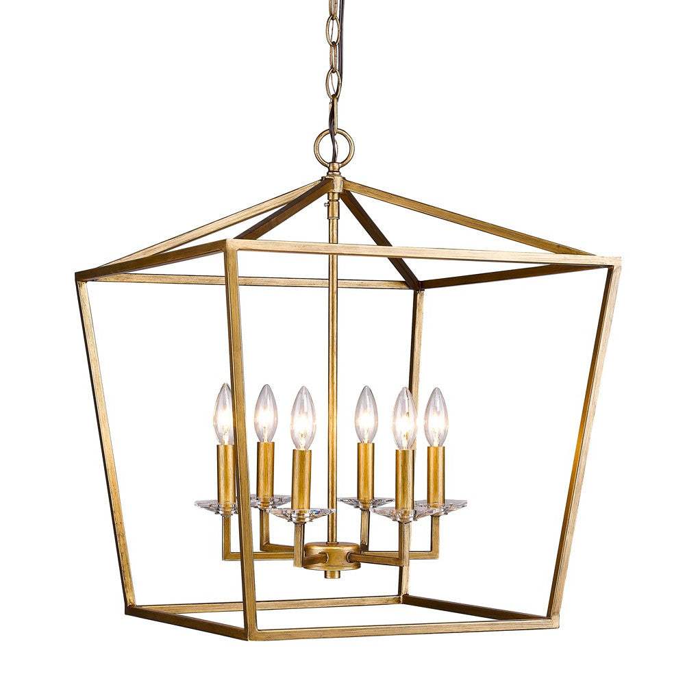 Kennedy 6-Light Antique Gold Foyer Pendant With Crystal Bobeches - Image 3