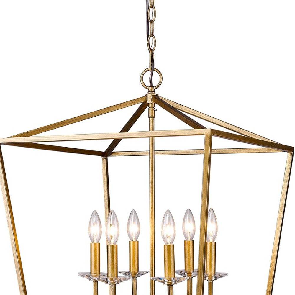 Kennedy 6-Light Antique Gold Foyer Pendant With Crystal Bobeches - Image 4