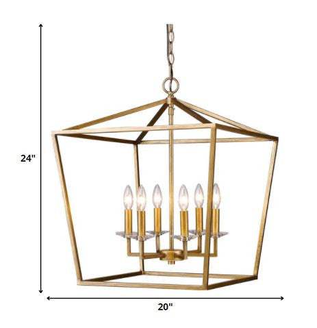 Kennedy 6-Light Antique Gold Foyer Pendant With Crystal Bobeches - Image 6