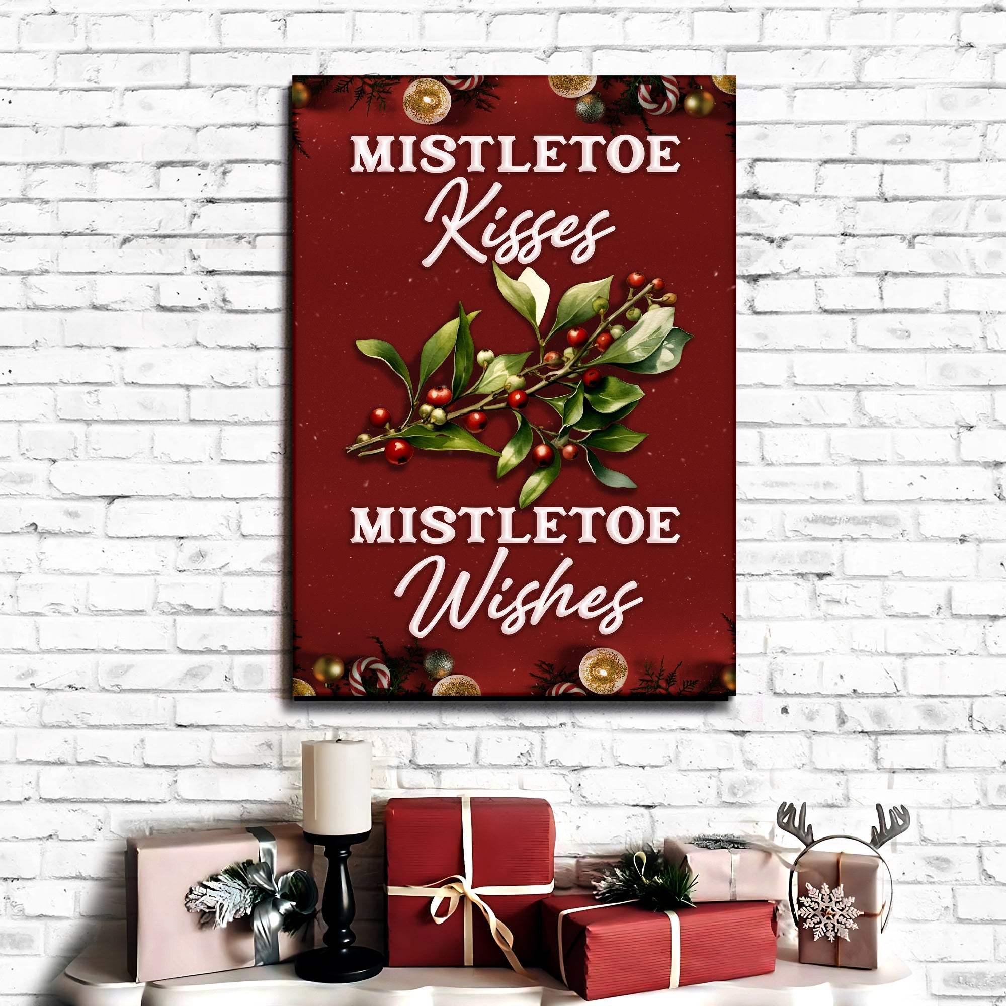 Kisses And Wishes Mistletoe Sign - Image 2