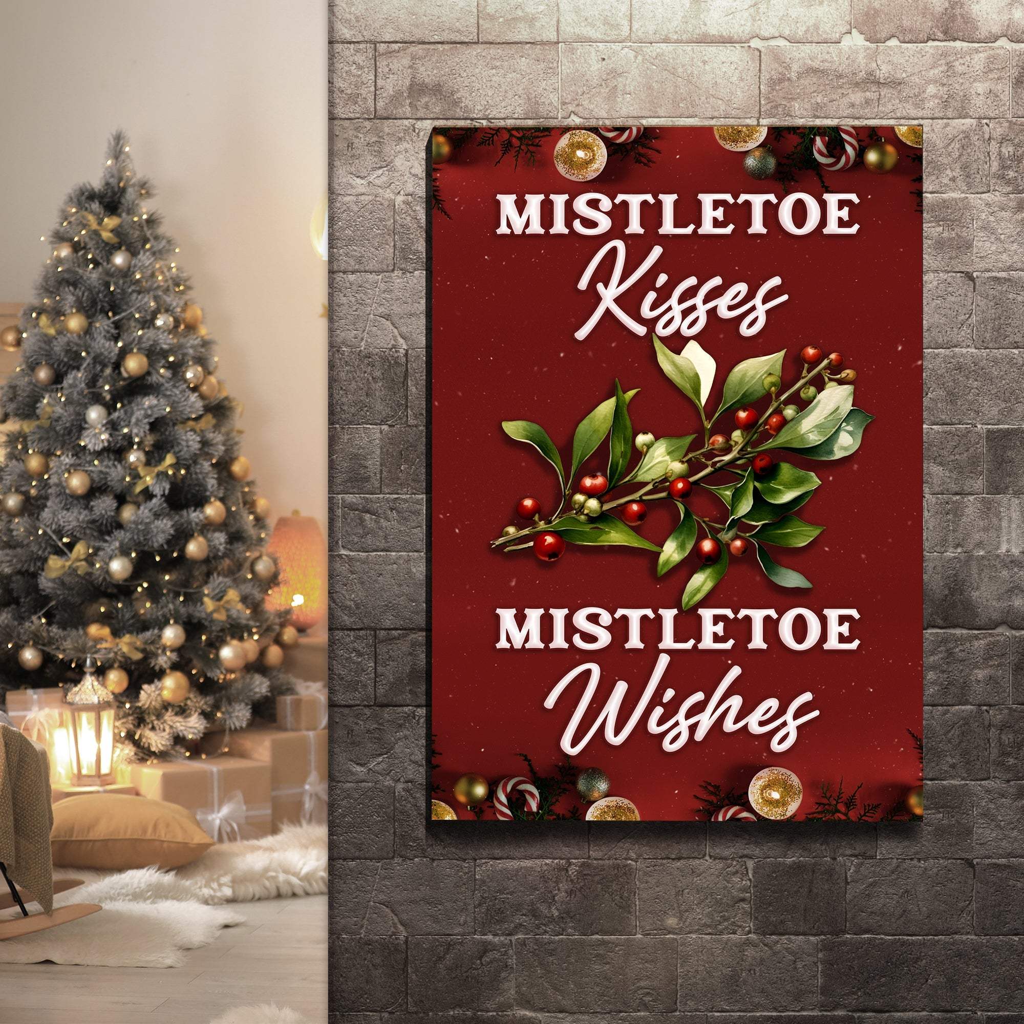 Kisses And Wishes Mistletoe Sign - Image 3