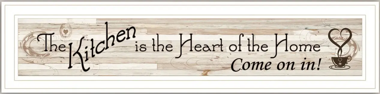 Kitchen Is The Heart of The Home White Framed Print Kitchen Wall Art - Image 2