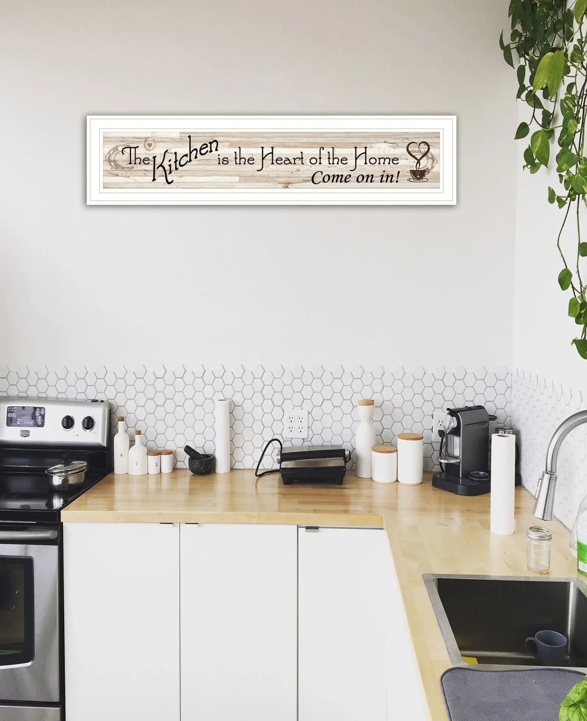 Kitchen Is The Heart of The Home White Framed Print Kitchen Wall Art - Image 6
