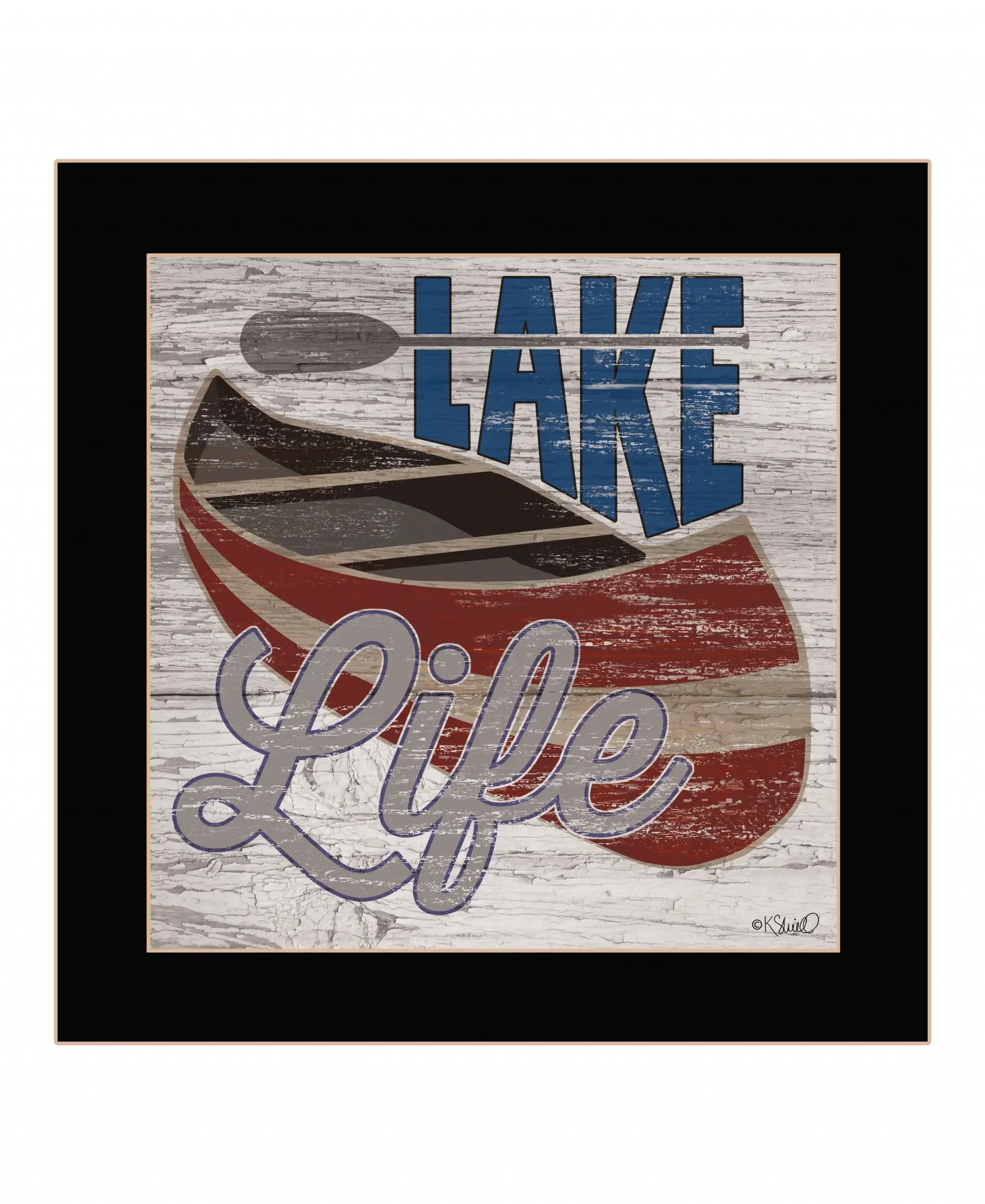 Lake Life Canoe 1 Black Framed Print Wall Art - Image 2
